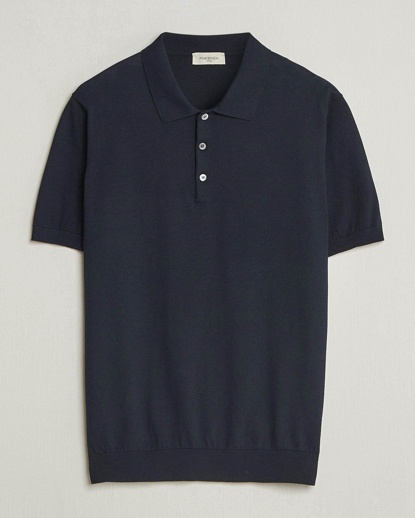 Herre | Pikéer | Piacenza Cashmere | Short Sleeve Knitted Polo Navy