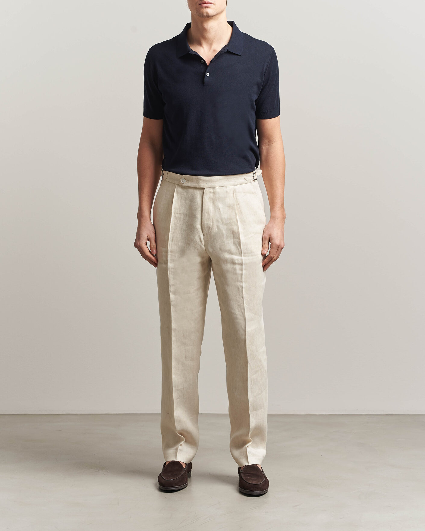 Herre | Pikéer | Piacenza Cashmere | Short Sleeve Knitted Polo Navy