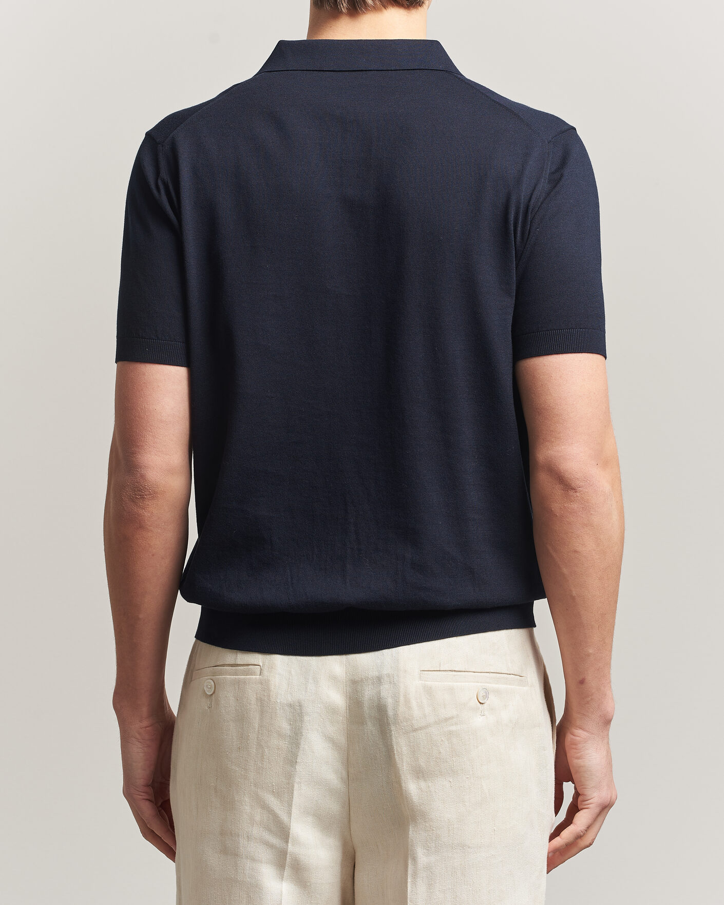 Herre | Pikéer | Piacenza Cashmere | Short Sleeve Knitted Polo Navy