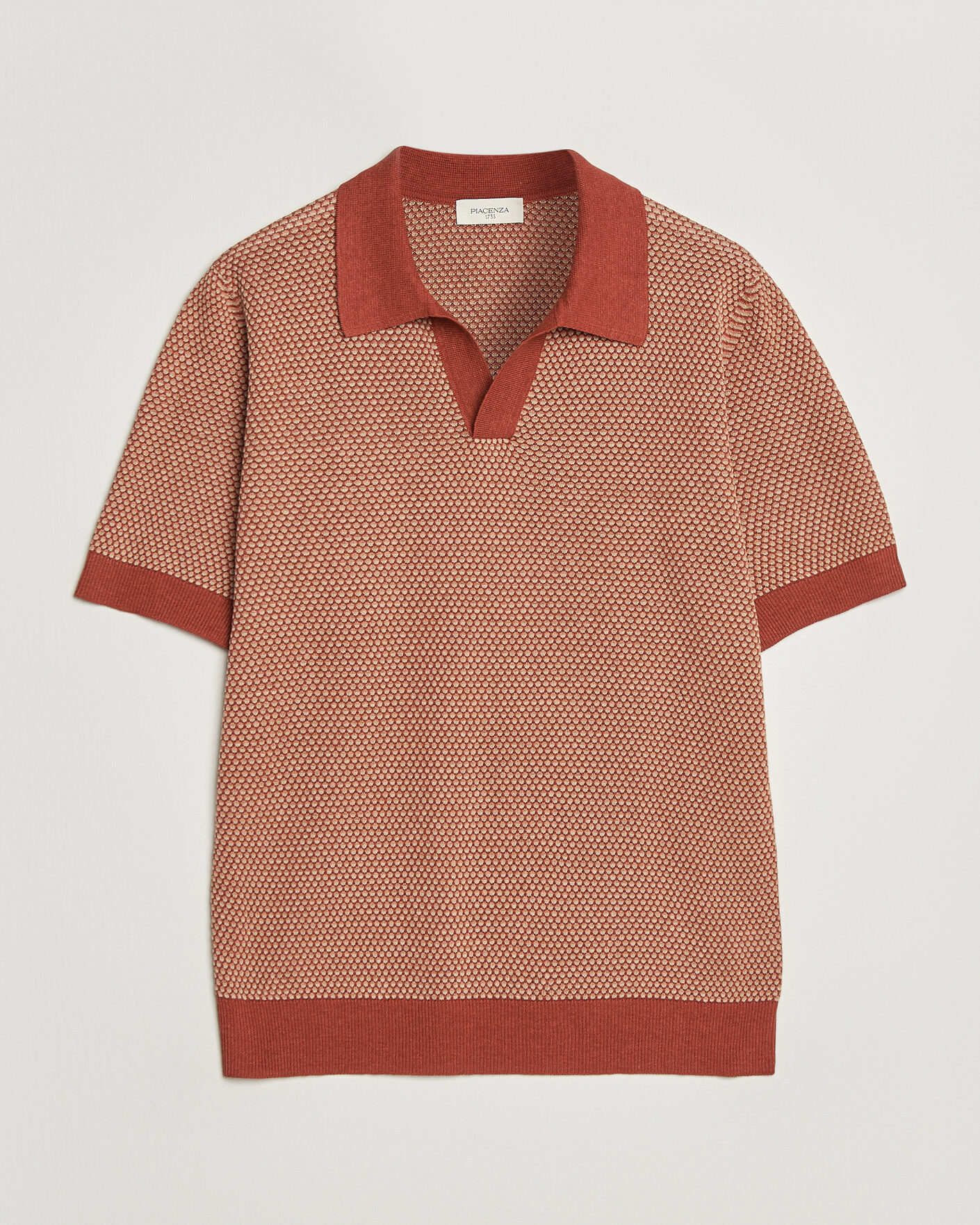 Herre | Pikéer | Piacenza Cashmere | Silk/Linen Honeycomb Knitted Polo Red
