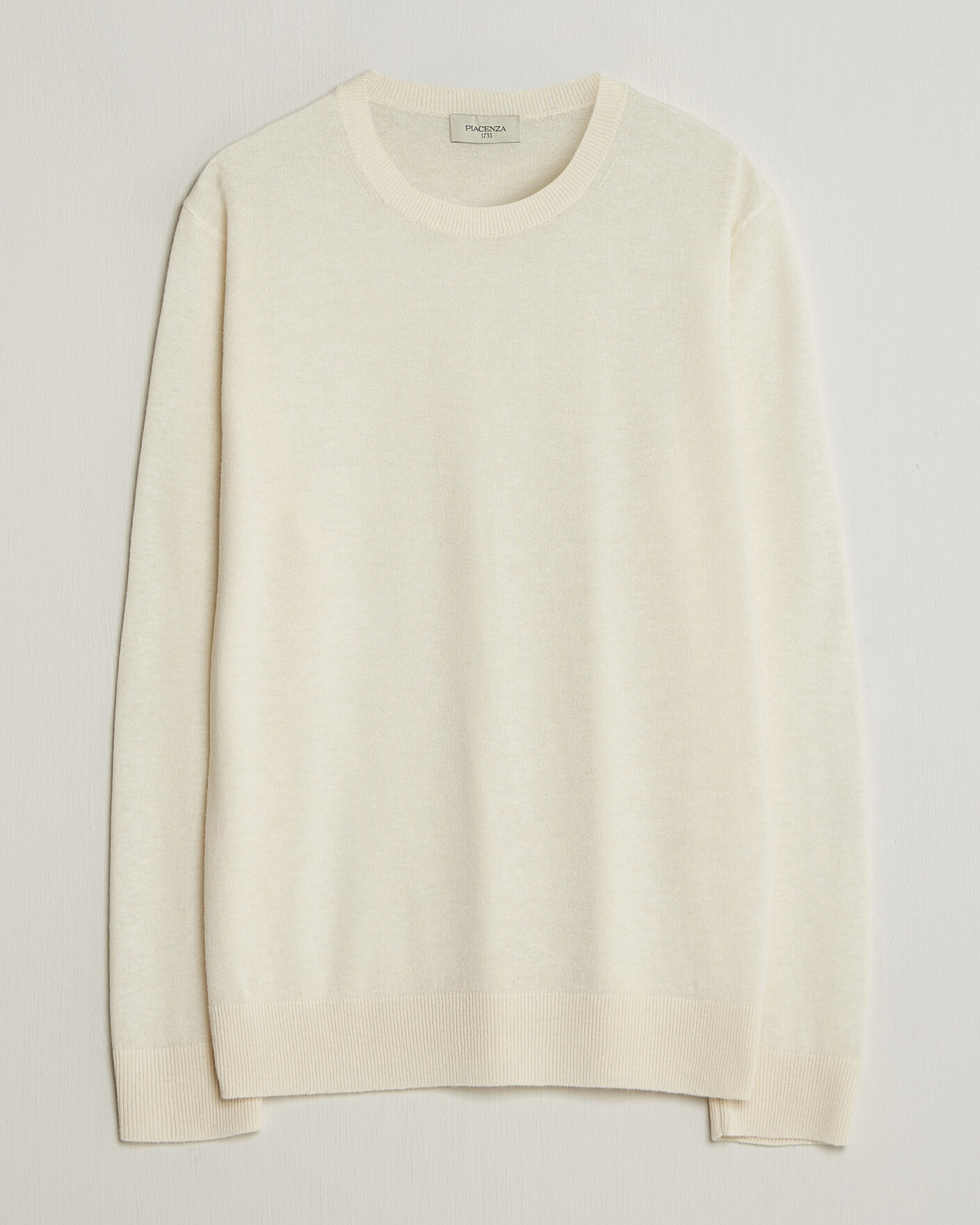 Herre | Gensere | Piacenza Cashmere | Soft Silk/Cashmere Crew Neck  Off White