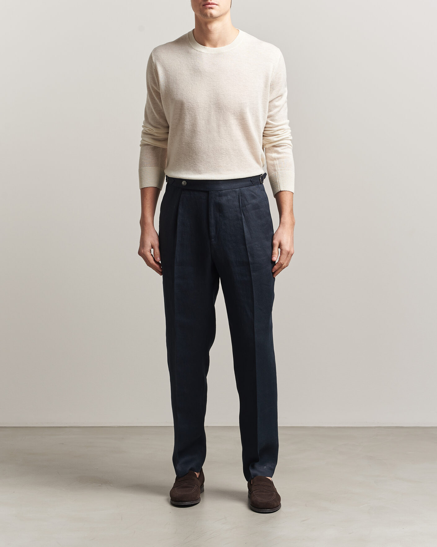 Herre | Gensere | Piacenza Cashmere | Soft Silk/Cashmere Crew Neck  Off White