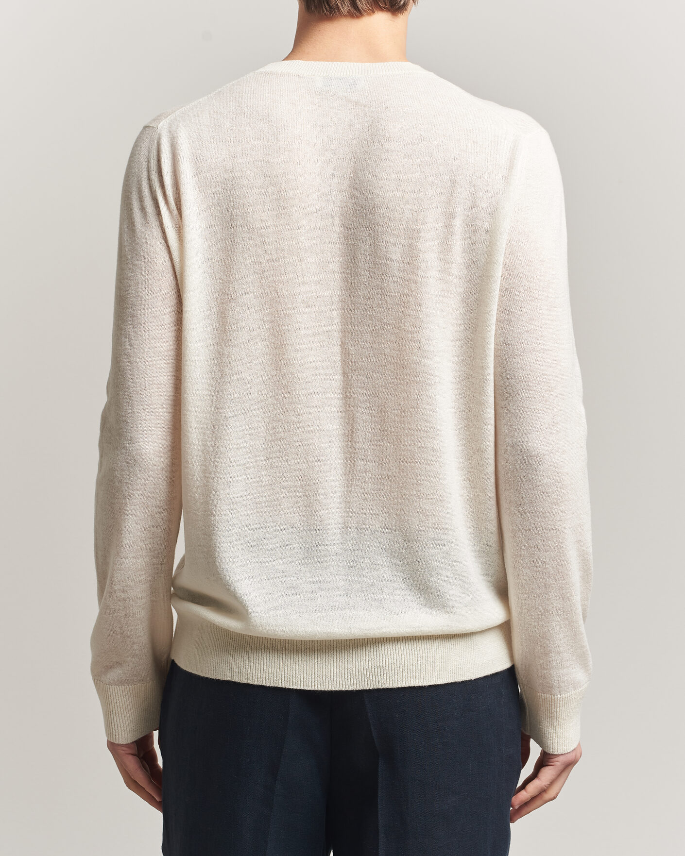 Herre | Gensere | Piacenza Cashmere | Soft Silk/Cashmere Crew Neck  Off White