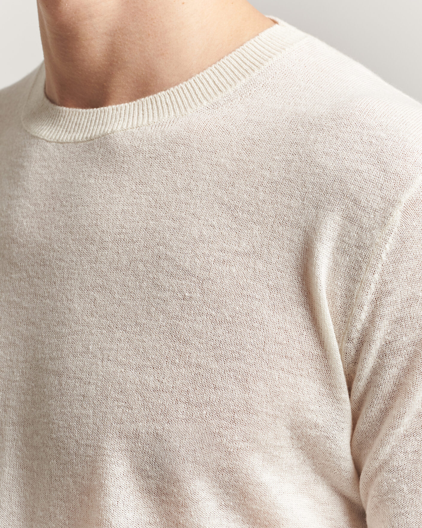 Herre | Gensere | Piacenza Cashmere | Soft Silk/Cashmere Crew Neck Off White
