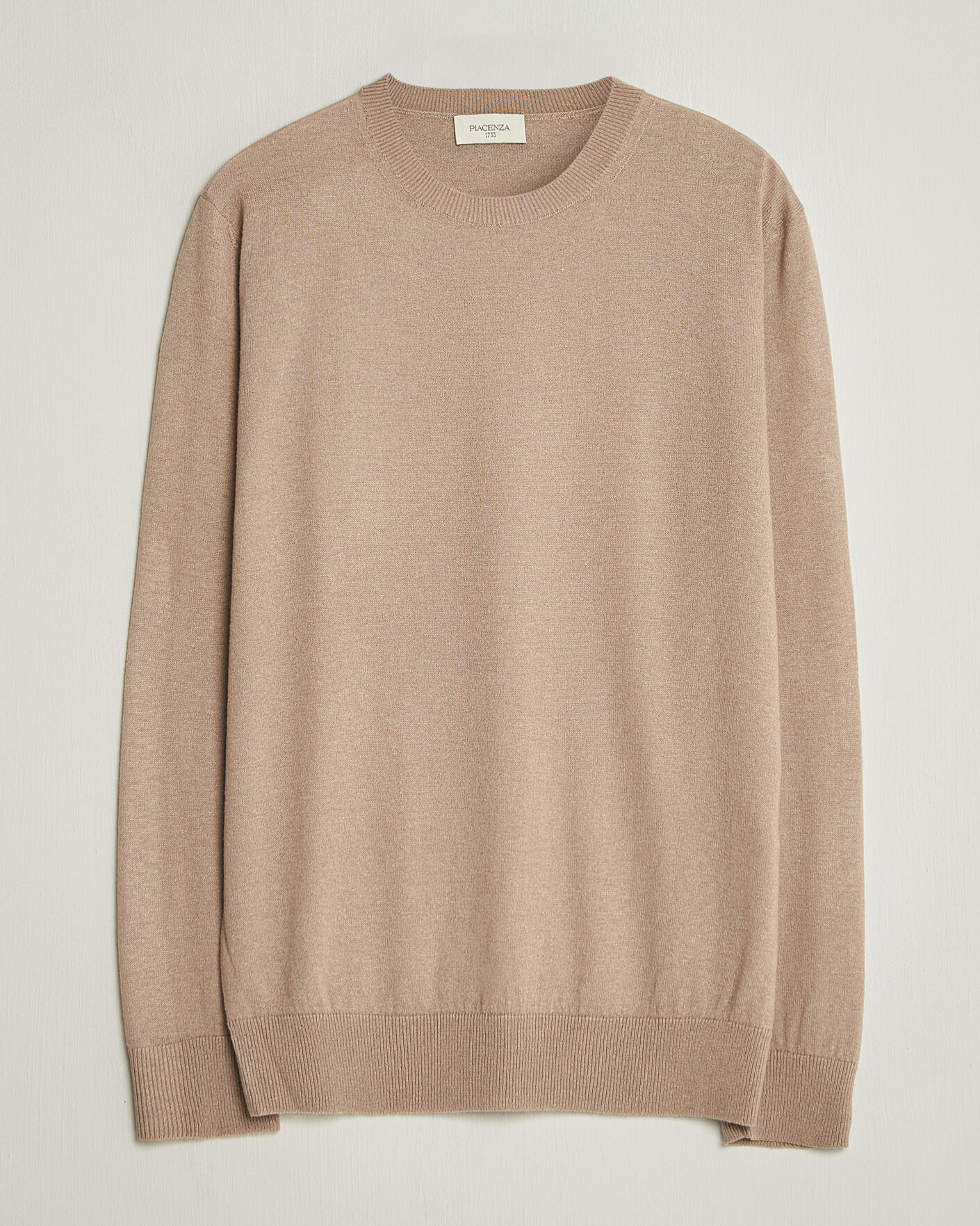 Herre | Gensere | Piacenza Cashmere | Soft Silk/Cashmere Crew Neck Beige