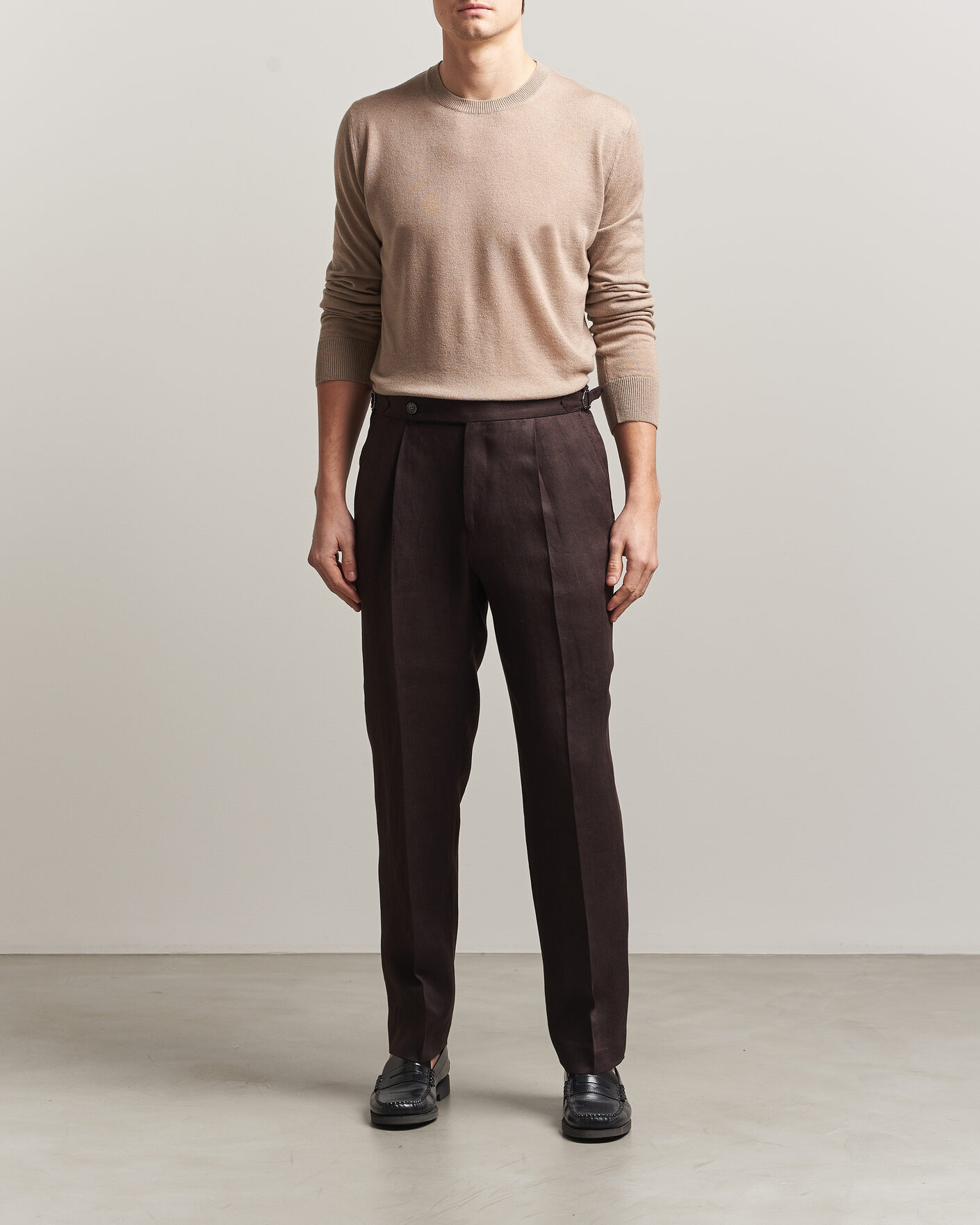 Herre | Gensere | Piacenza Cashmere | Soft Silk/Cashmere Crew Neck Beige