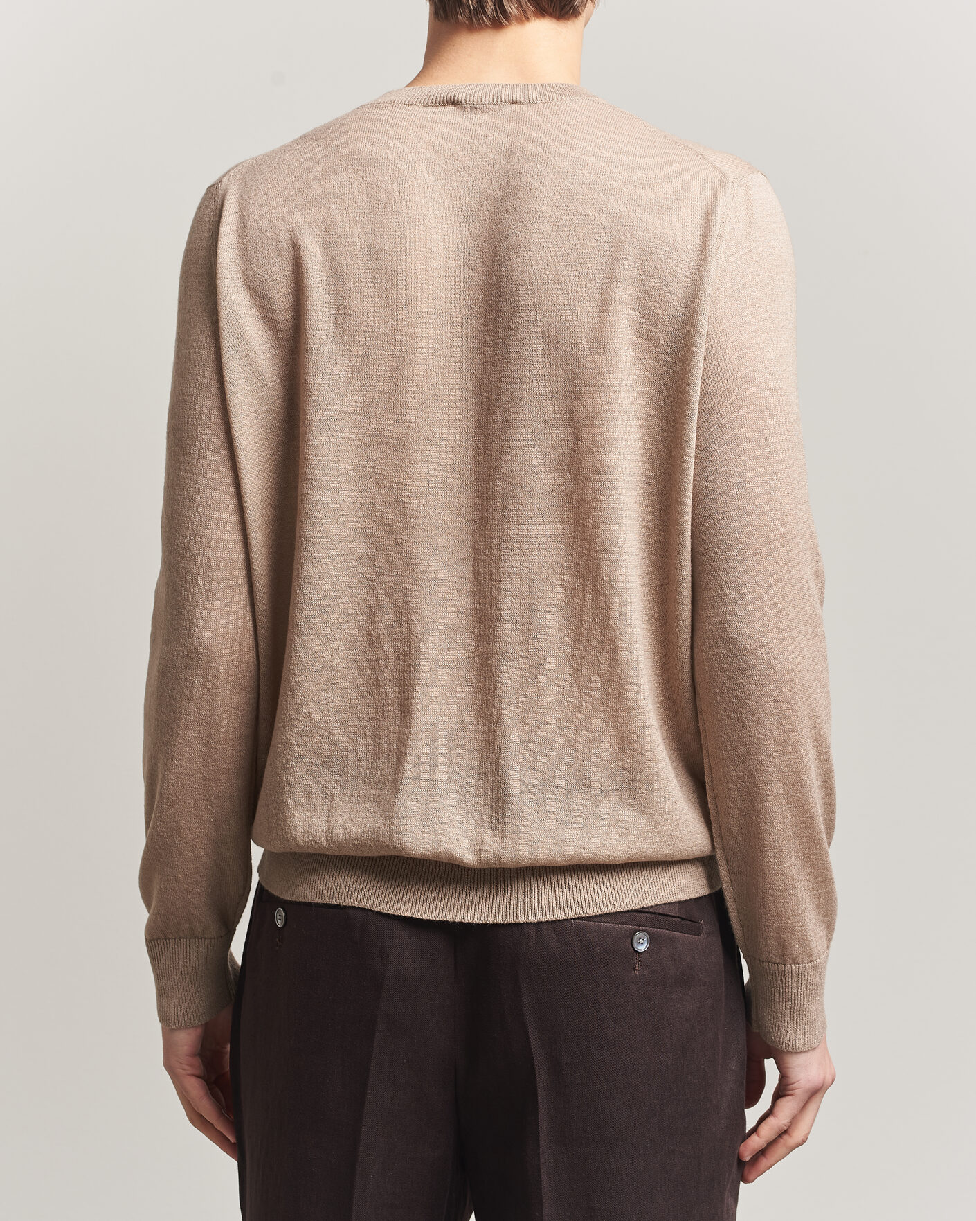 Herre | Gensere | Piacenza Cashmere | Soft Silk/Cashmere Crew Neck Beige