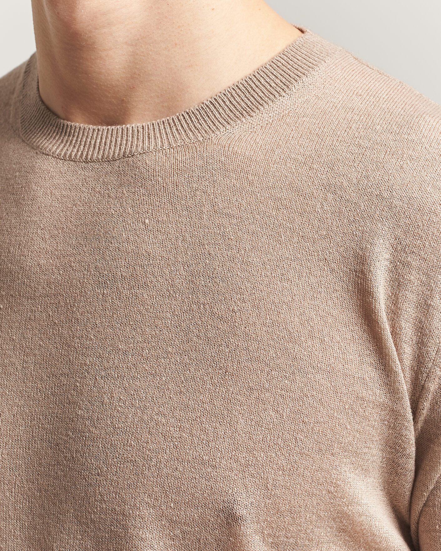 Herre | Gensere | Piacenza Cashmere | Soft Silk/Cashmere Crew Neck Beige