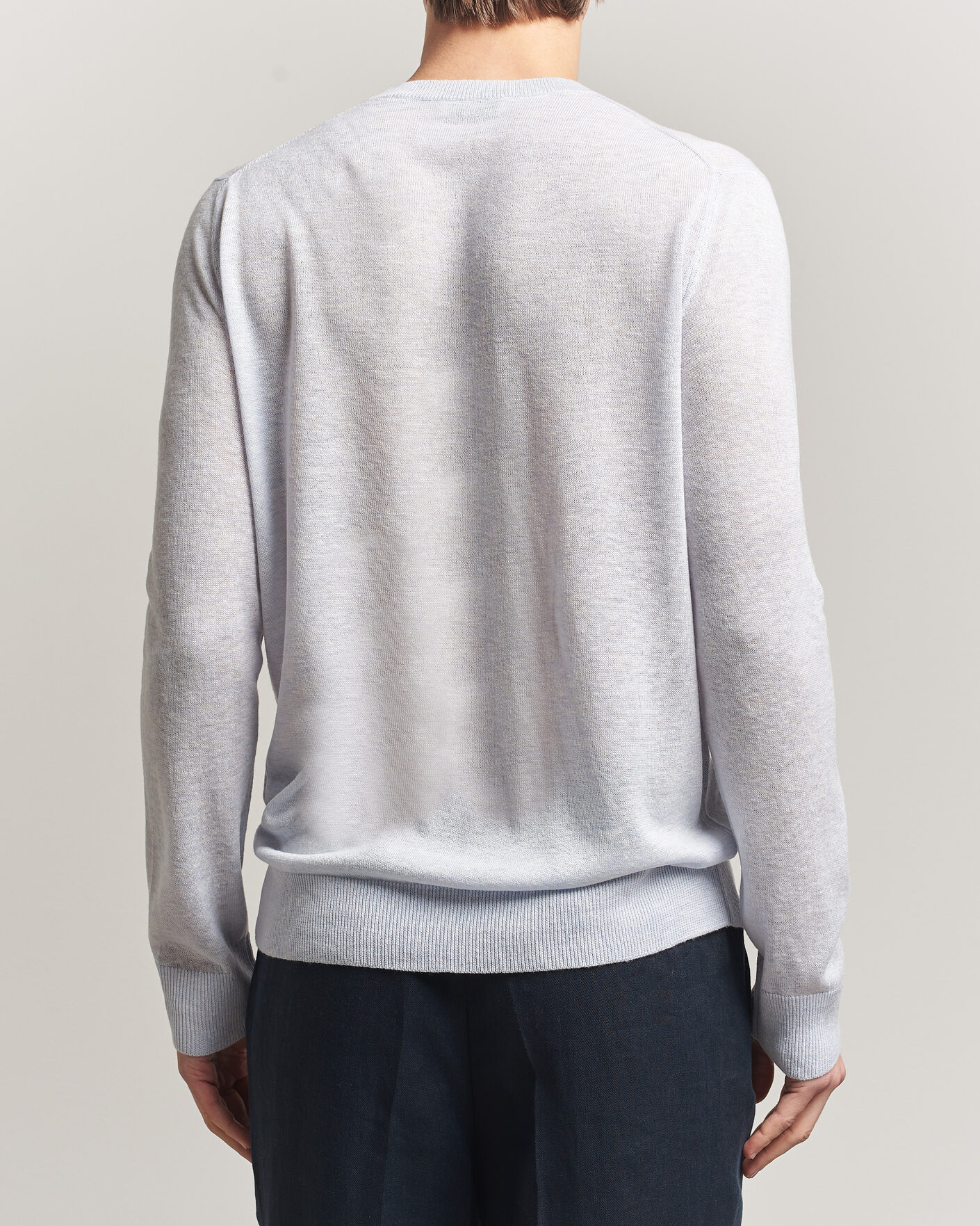 Herre | Gensere | Piacenza Cashmere | Soft Silk/Cashmere Crew Neck Sky Blue