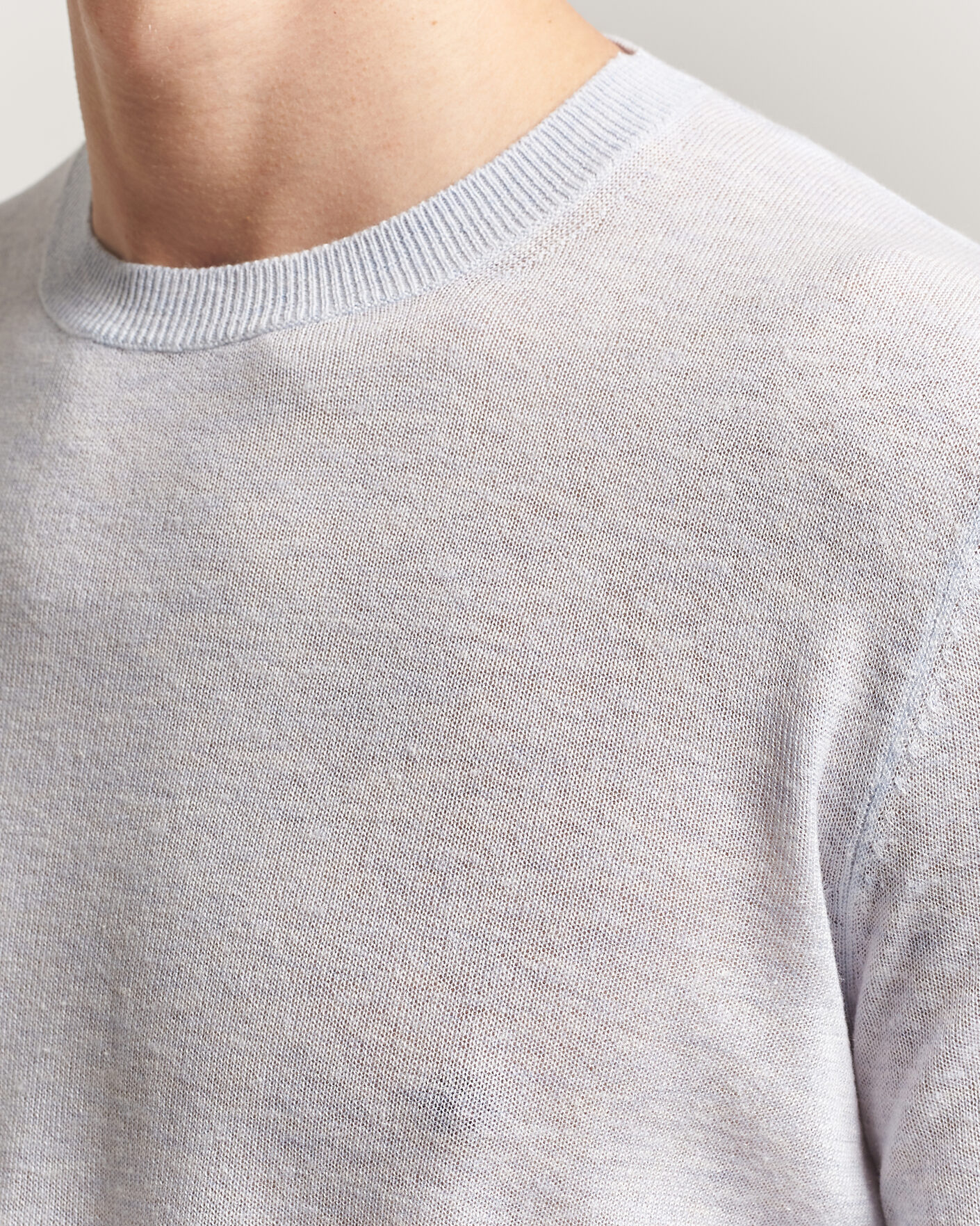 Herre | Gensere | Piacenza Cashmere | Soft Silk/Cashmere Crew Neck Sky Blue