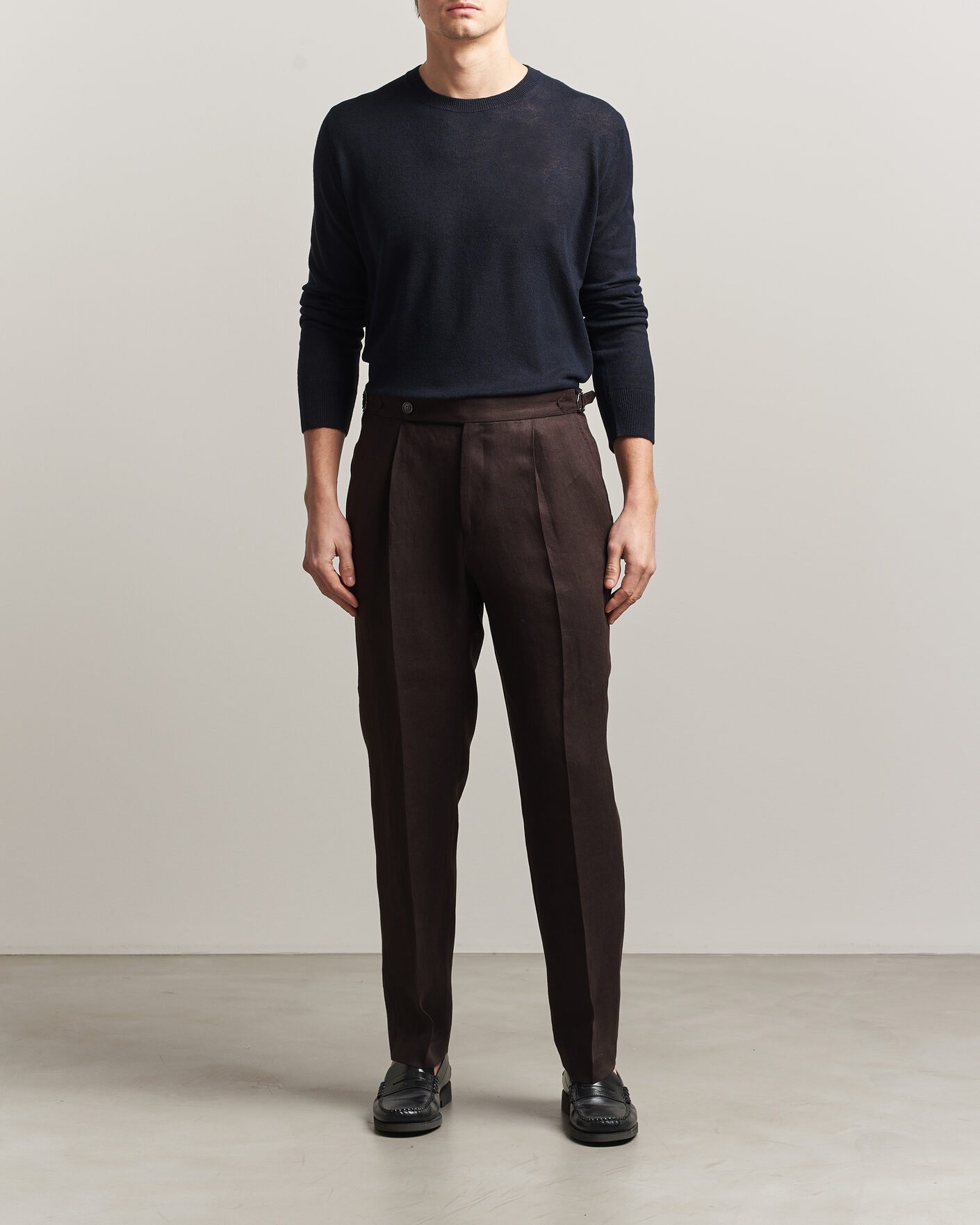 Herre | Gensere | Piacenza Cashmere | Soft Silk/Cashmere Crew Neck Navy