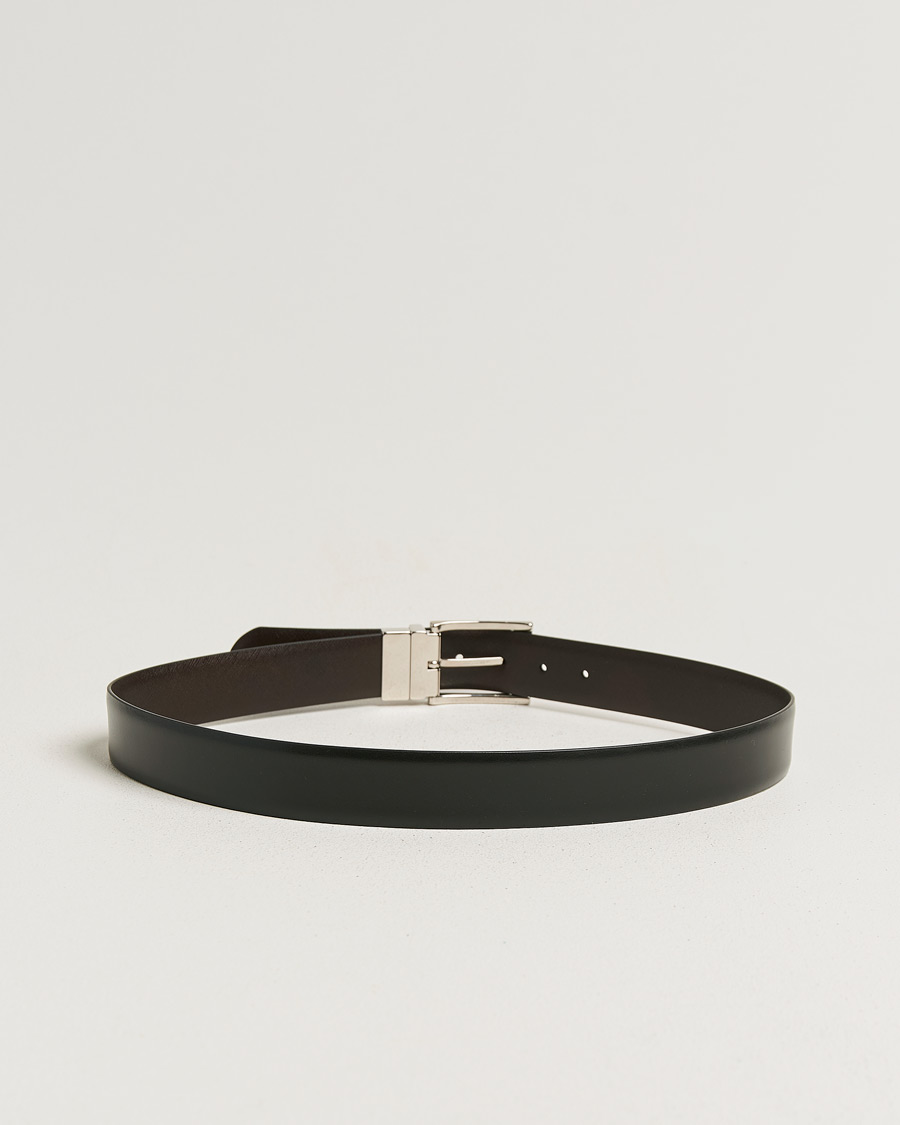 Herre | Belter | Canali | Reversible Saffiano Belt Black/Brown