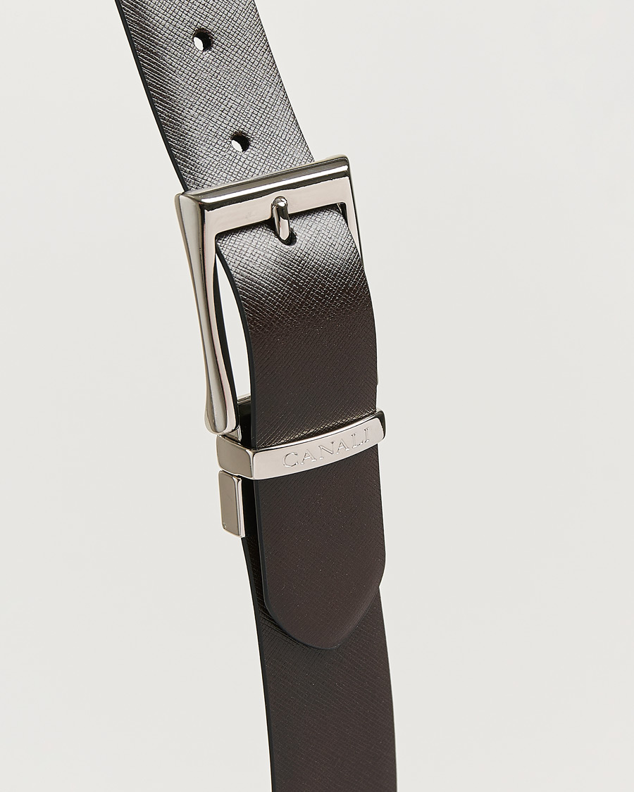 Herre | Belter | Canali | Reversible Saffiano Belt Black/Brown