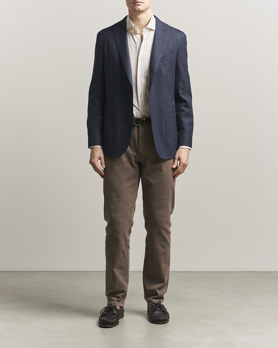 Herre | Dressjakker | Boglioli | K Jacket Wool Hopsack Blazer Dark Blue