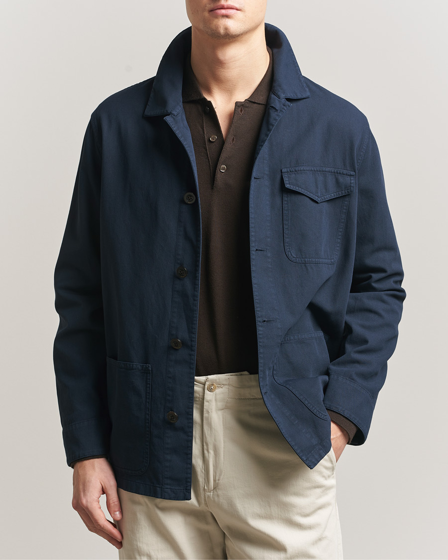 Herre | Jakker | Boglioli | Cotton Gabardine Work Jacket Navy