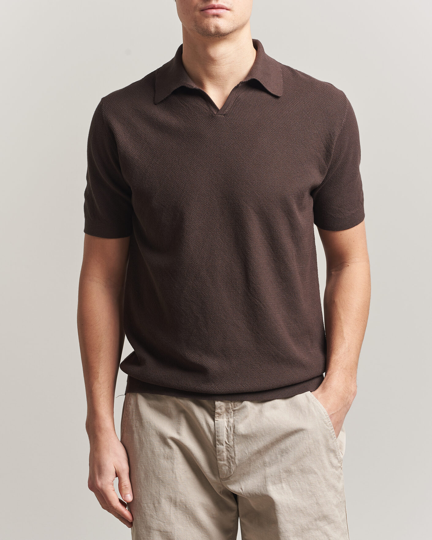 Herre | Pikéer | Boglioli | Short Sleeve Polo Piquet Brown