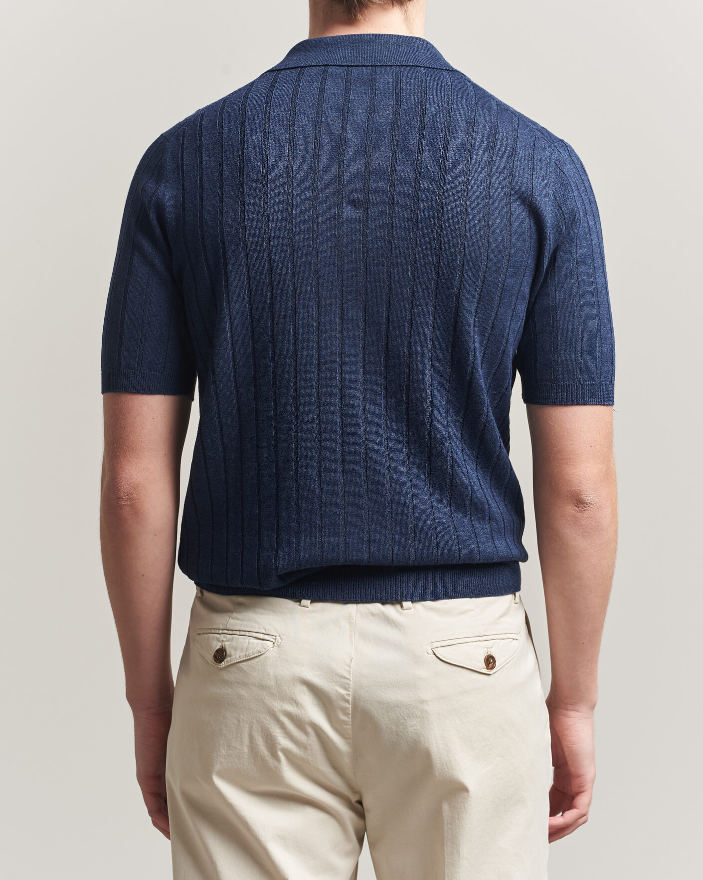 Herre | Pikéer | Boglioli | Short Sleeve Knitted Rib Polo Navy