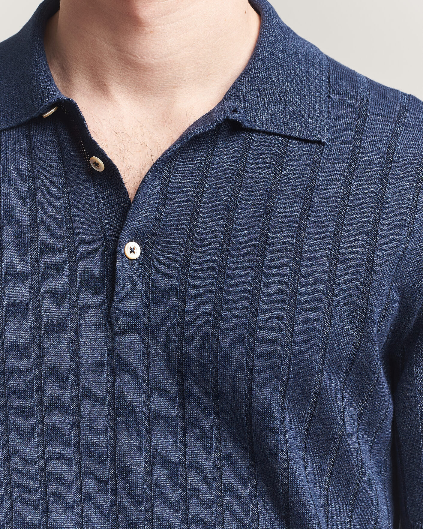 Herre | Pikéer | Boglioli | Short Sleeve Knitted Rib Polo Navy