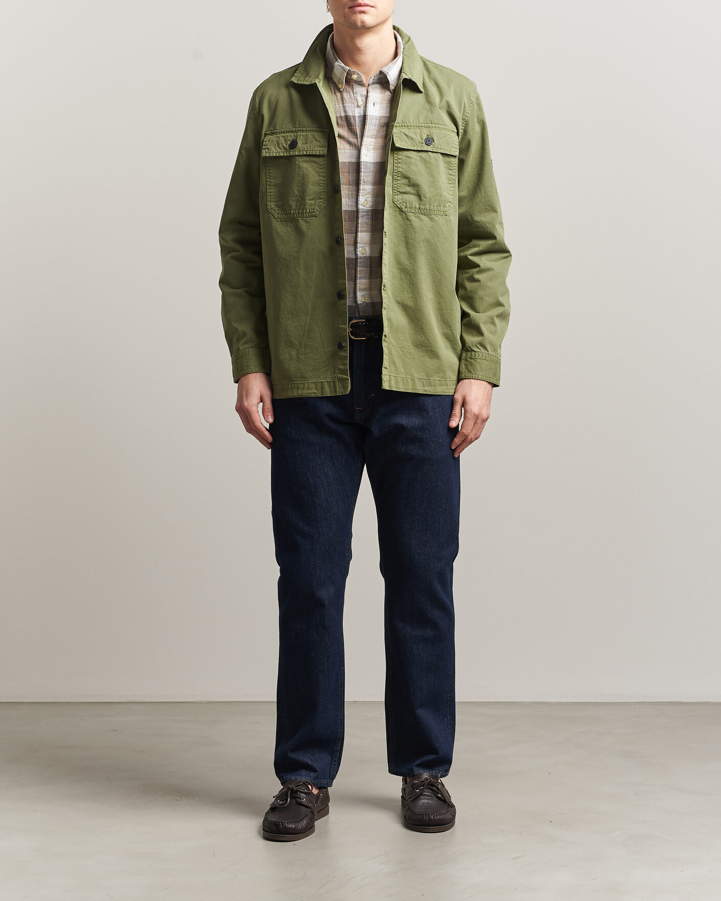 Herre | Skjorter | Barbour International | Arlo Cotton Overshirt Burnt Olive