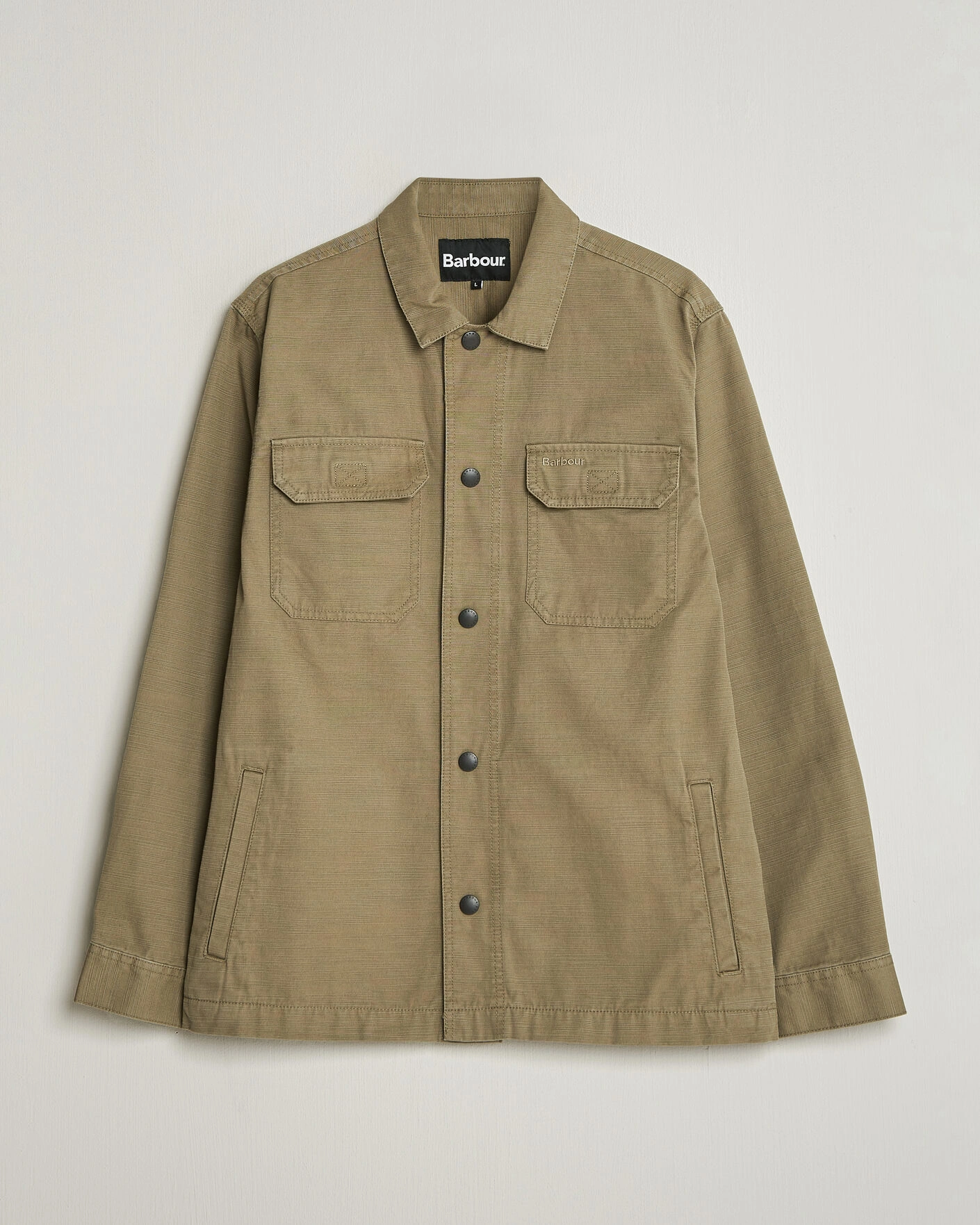 Herre | Skjorter | Barbour Lifestyle | Draftmen Cotton Slub Overshirt Grey Olive
