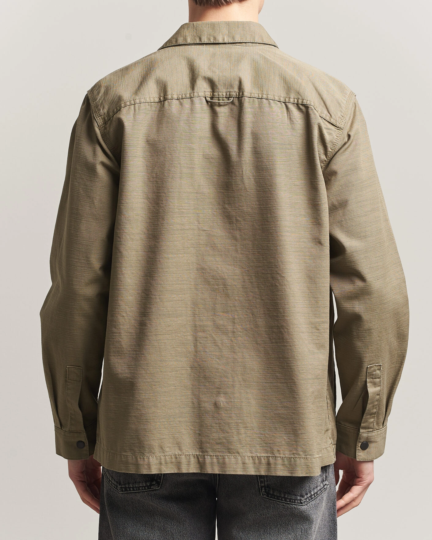 Herre | Skjorter | Barbour Lifestyle | Draftmen Cotton Slub Overshirt Grey Olive