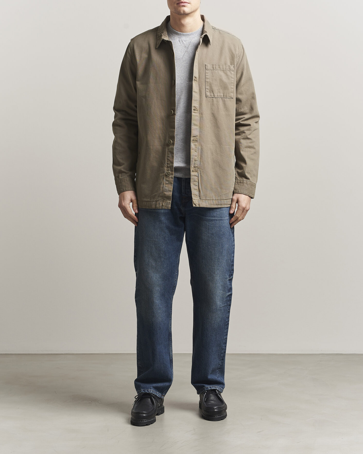 Herre | Skjorter | Barbour Lifestyle | Washed Cotton Overshirt Smoky Olive