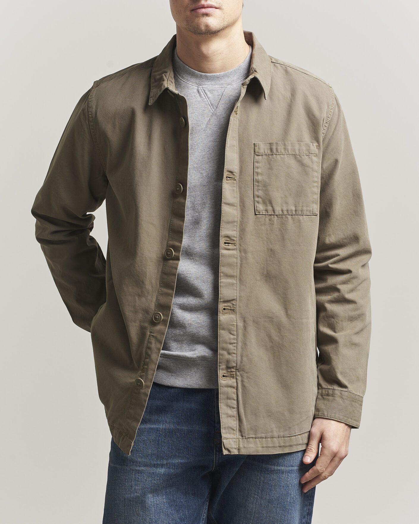 Herre | Skjorter | Barbour Lifestyle | Washed Cotton Overshirt Smoky Olive