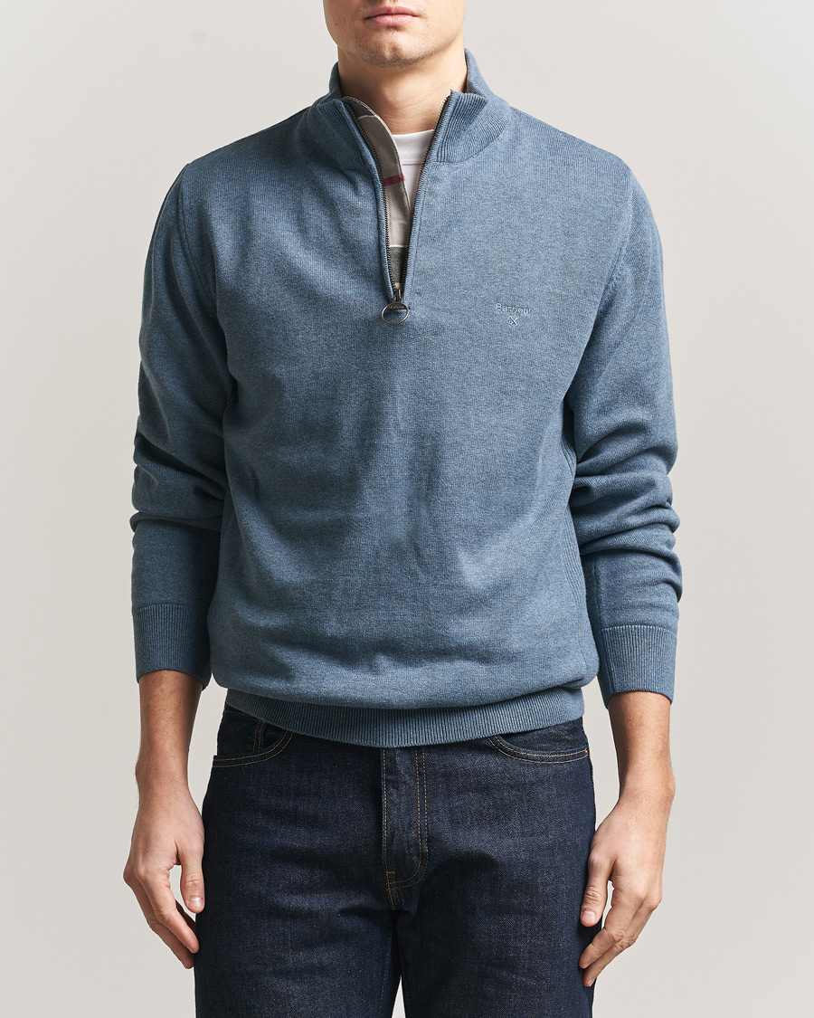 Herre | Gensere | Barbour Lifestyle | Cotton Half Zip Dusk Blue