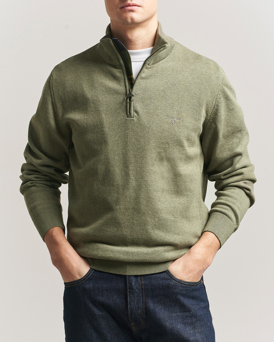 Herre | Gensere | Barbour Lifestyle | Cotton Half Zip Smokey Olive