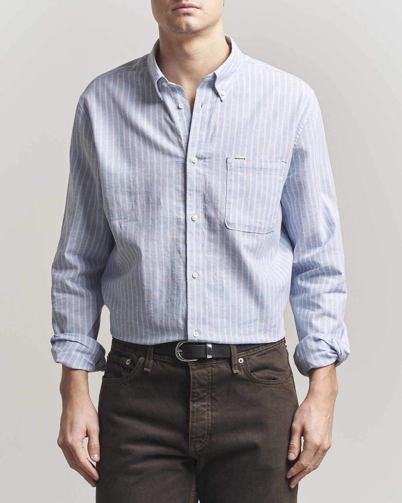 Herre | Skjorter | Barbour Lifestyle | Nelson Striped Linen/Cotton Shirt Blue