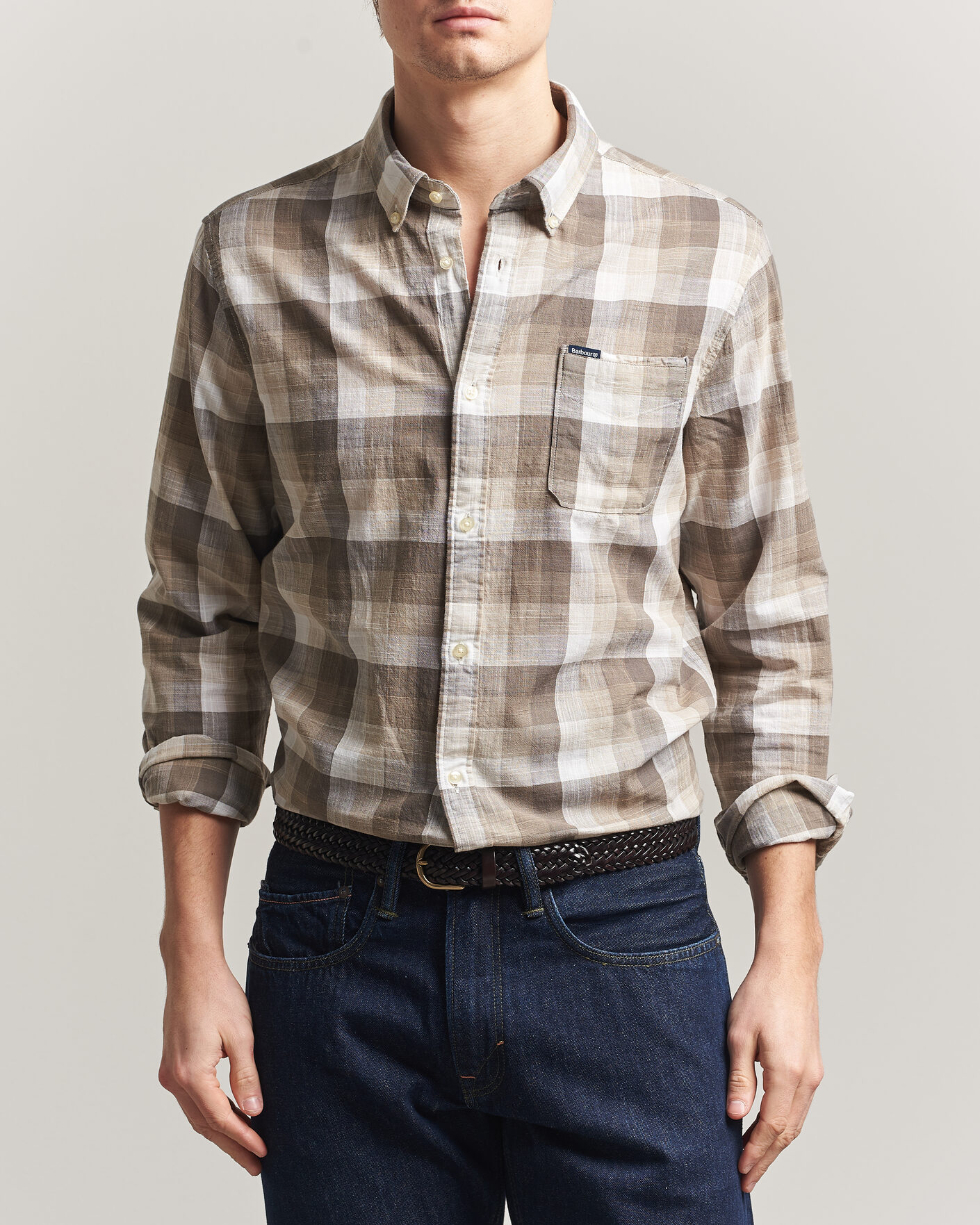 Herre | Skjorter | Barbour Lifestyle | Hillroad Tailored Cotton Shirt Stone