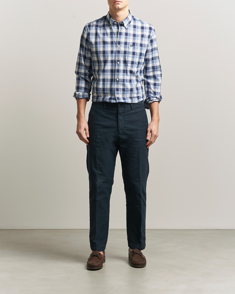 Herre | Skjorter | Barbour Lifestyle | Harwood Gingaham Cotton Shirt Blue