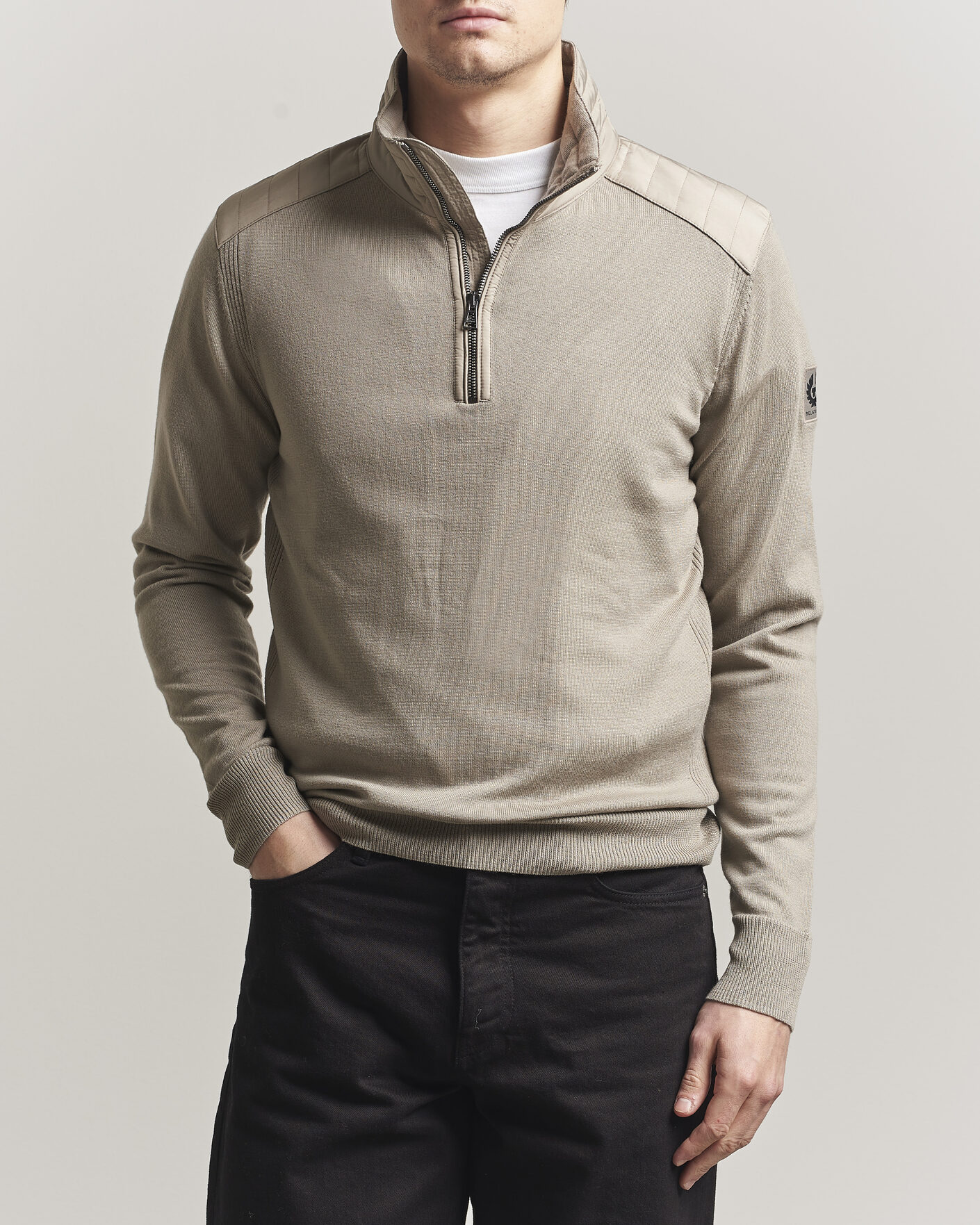 Herre | Gensere | Belstaff | Klimington Knitted Half Zip Dark Sand