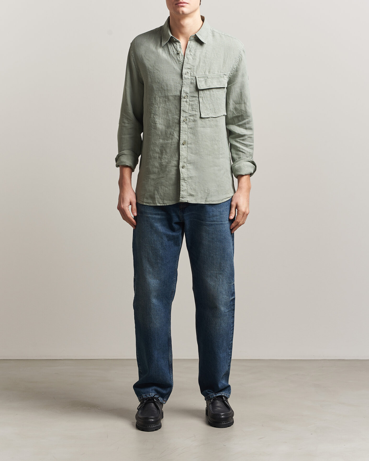 Herre | Skjorter | Belstaff | Scale Linen Shirt Lichen