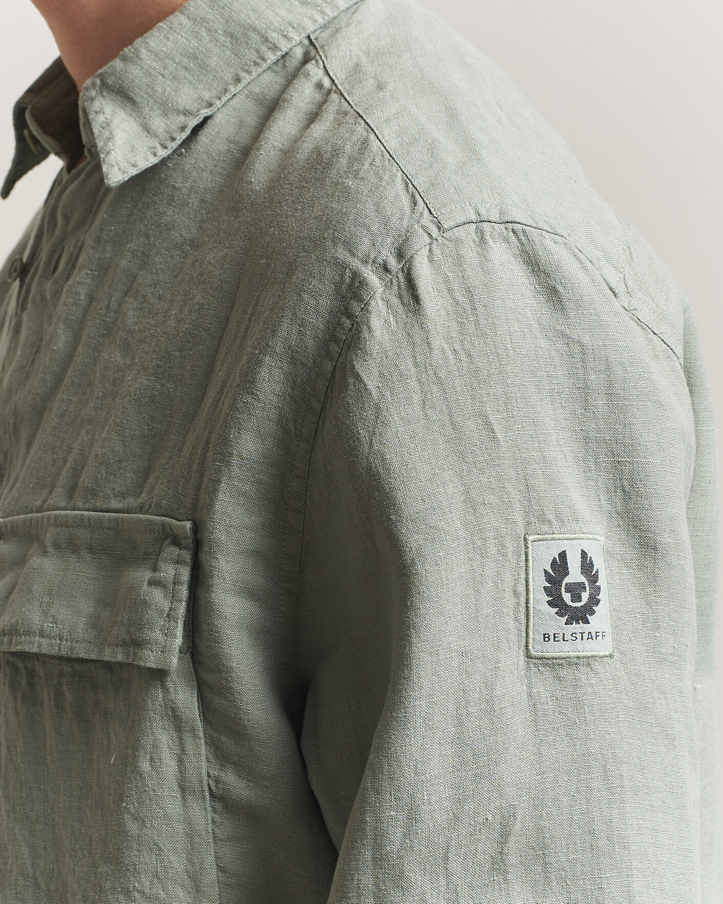 Herre | Skjorter | Belstaff | Scale Linen Shirt Lichen