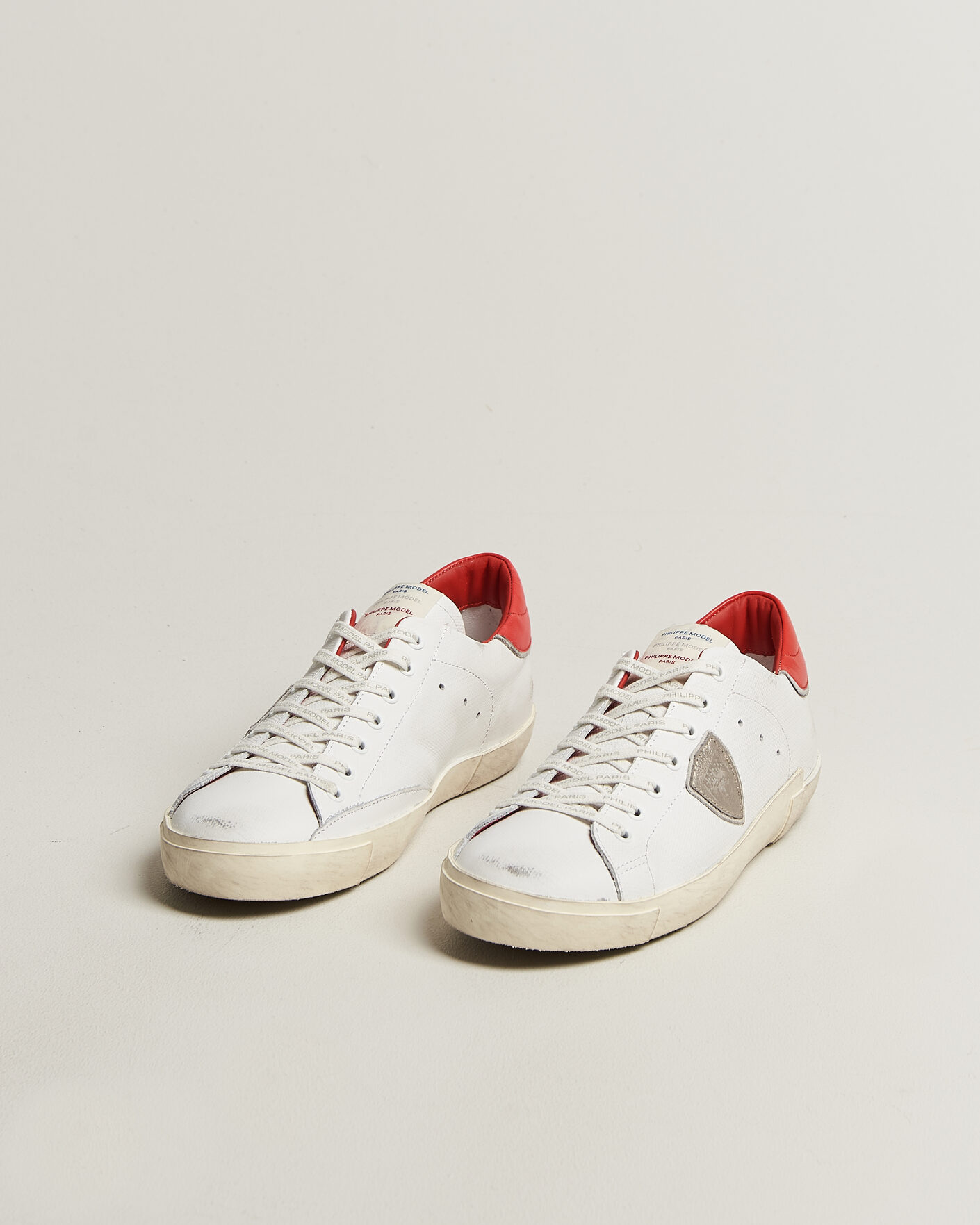 Herre | Sneakers | Philippe Model | PRSX Low Top Canvas Mix Sneaker White/Red