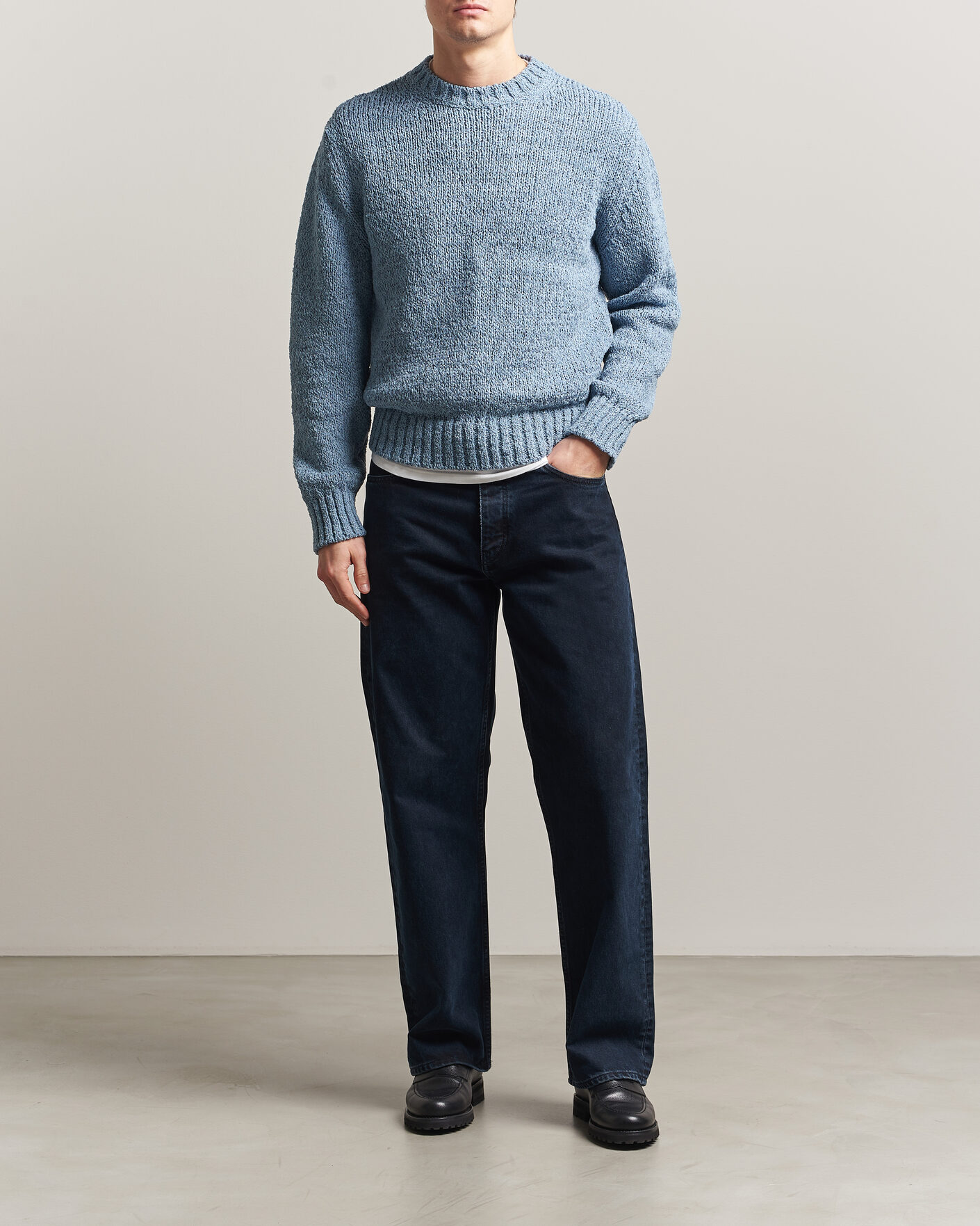 Herre | Gensere | Sunflower | Frederik Cotton Blend Sweater Light Blue