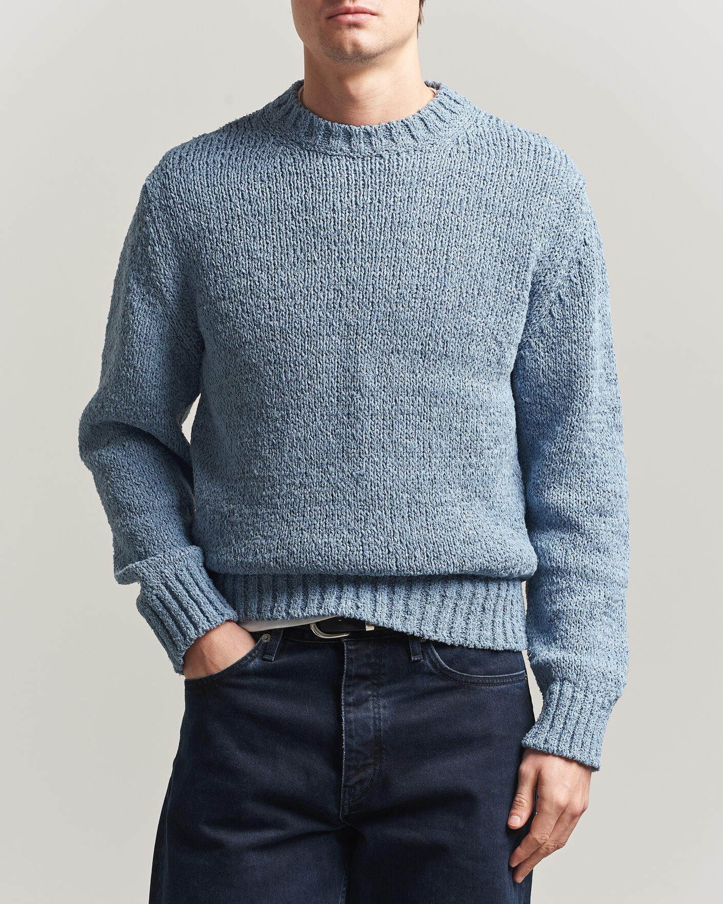 Herre | Gensere | Sunflower | Frederik Cotton Blend Sweater Light Blue
