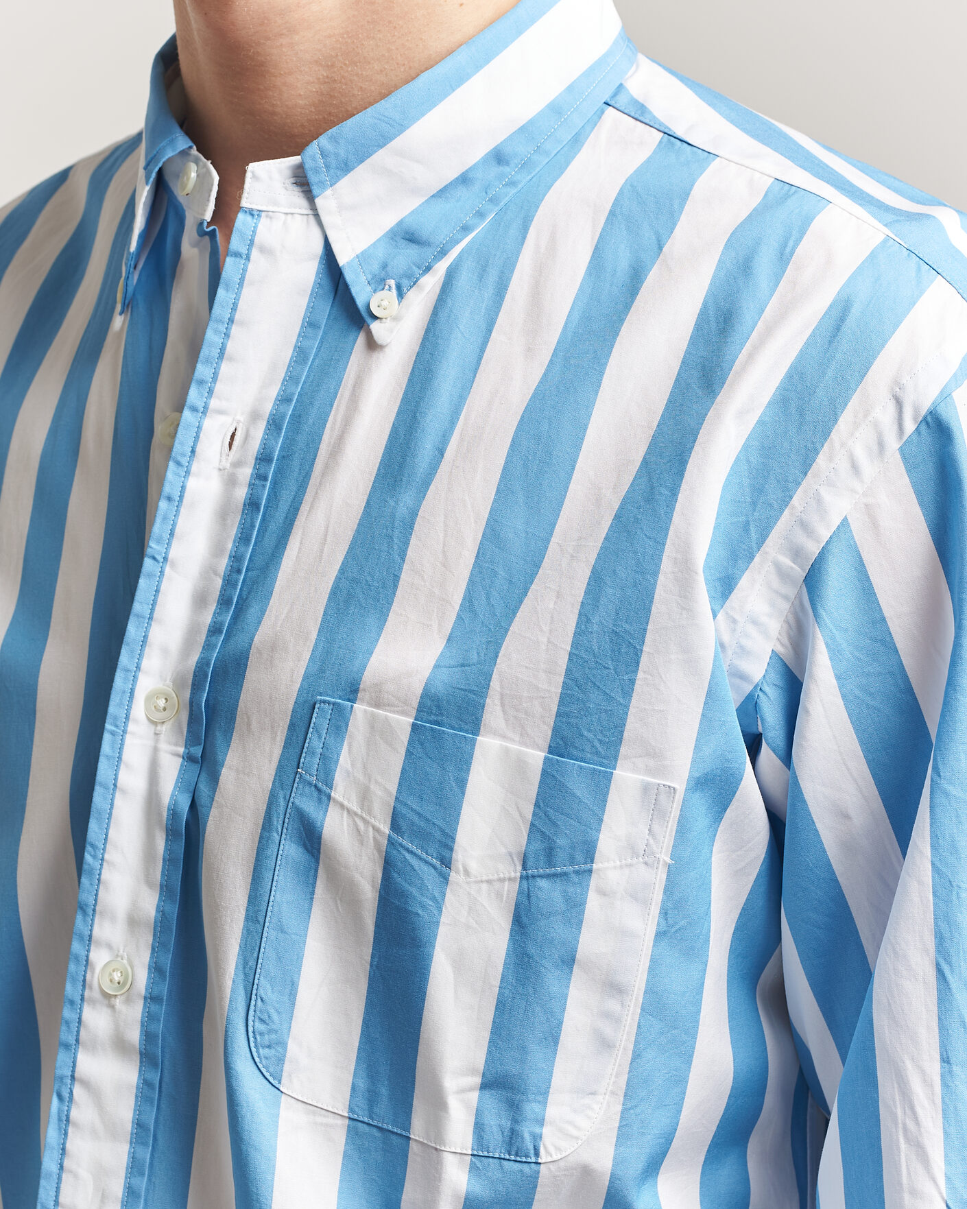 Herre | Skjorter | Kamakura Shirts | Vintage Ivy Button Down Shirt Bold Blue Stripe