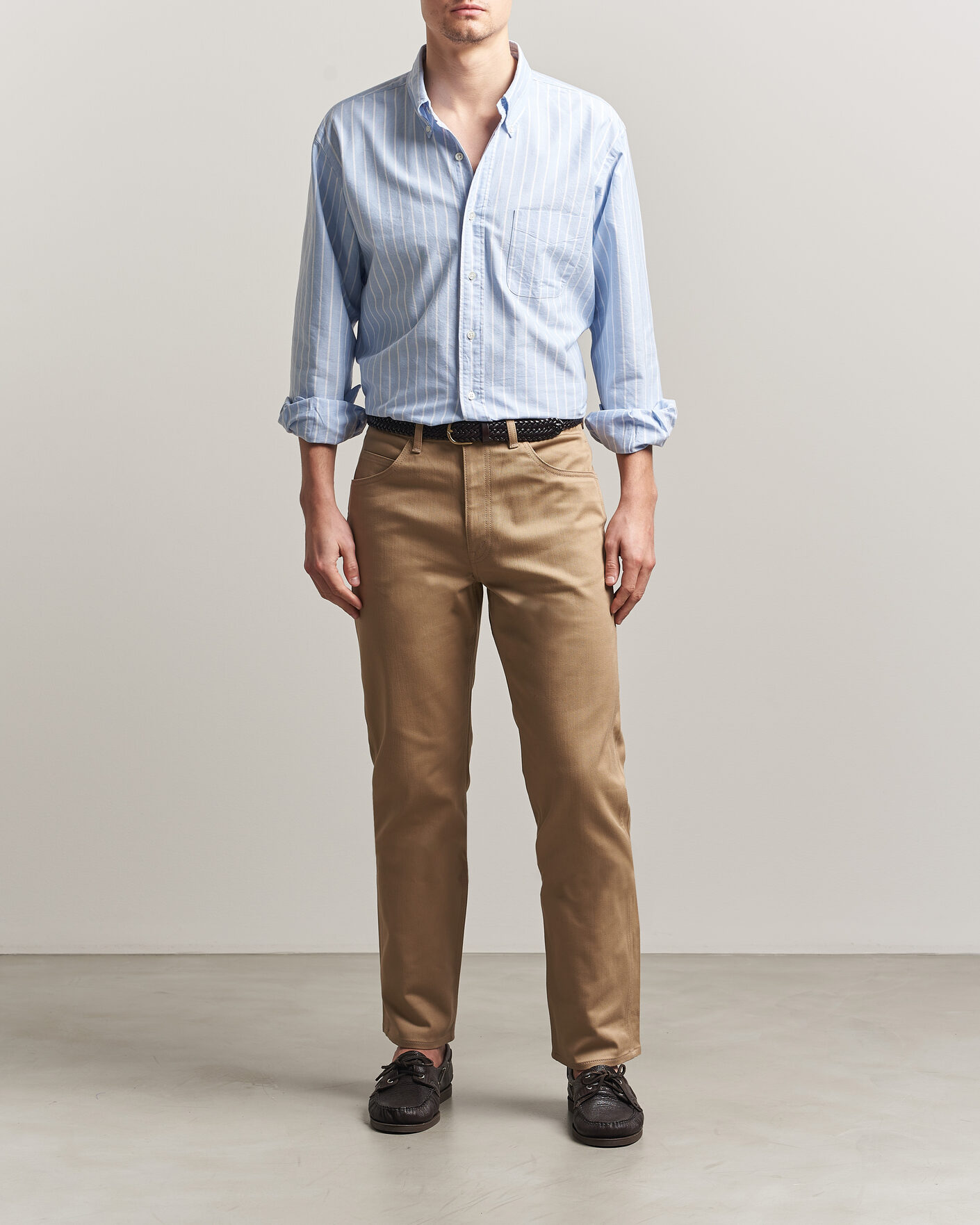 Herre | Skjorter | Kamakura Shirts | Vintage Ivy Oxford BD Shirt Blue Blazer Stripe