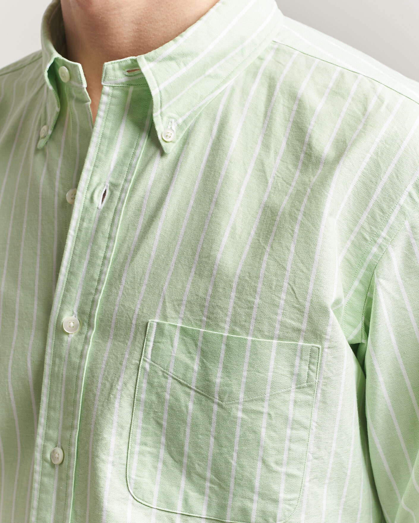 Herre | Skjorter | Kamakura Shirts | Vintage Ivy Oxford BD Shirt Green Blazer Stripe