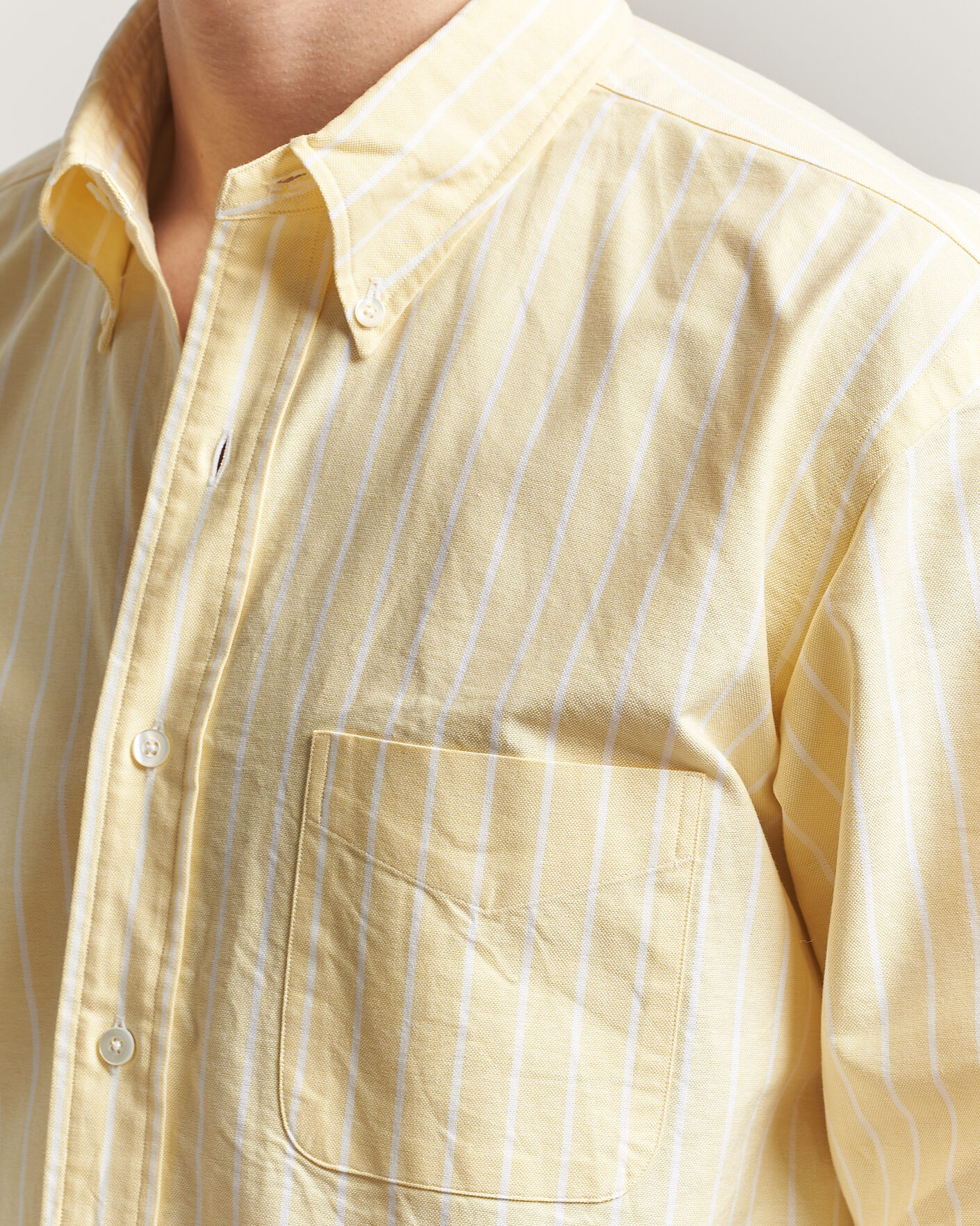 Herre | Skjorter | Kamakura Shirts | Vintage Ivy Oxford BD Shirt Yellow Blazer Stripe