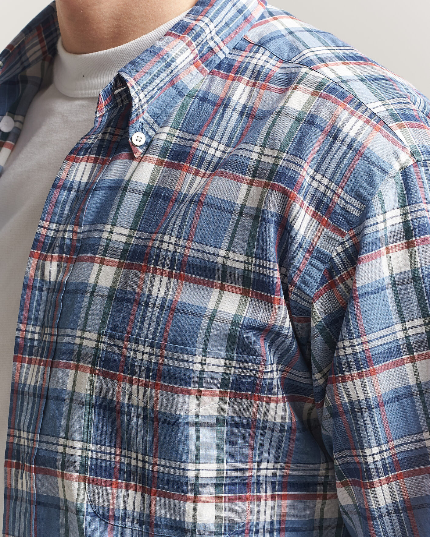 Herre | Skjorter | Kamakura Shirts | Vintage Ivy Button Down Shirt Blue Madras