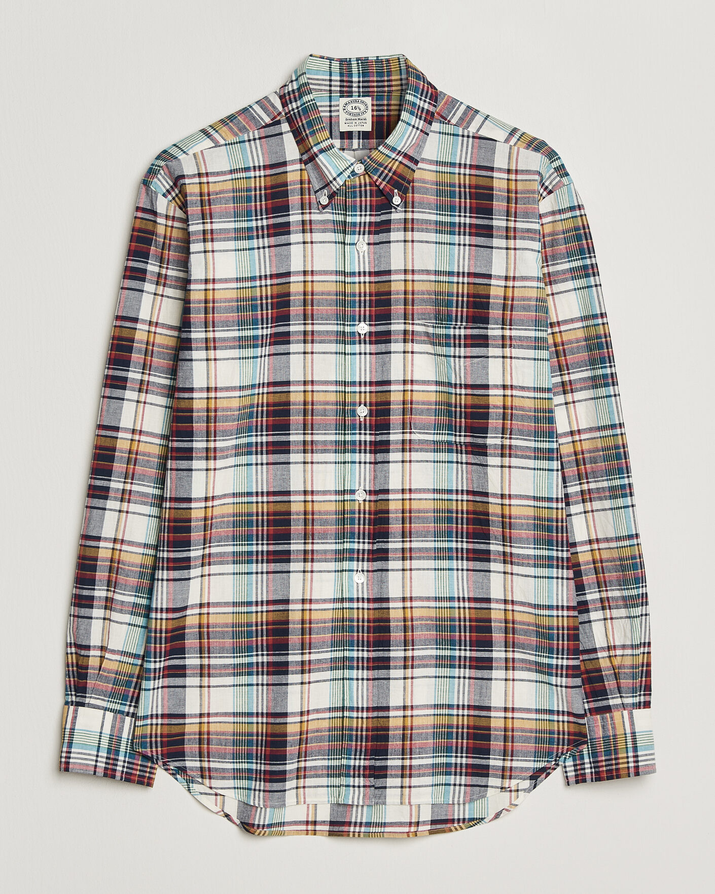 Herre | Skjorter | Kamakura Shirts | Vintage Ivy Button Down Shirt Yellow Madras