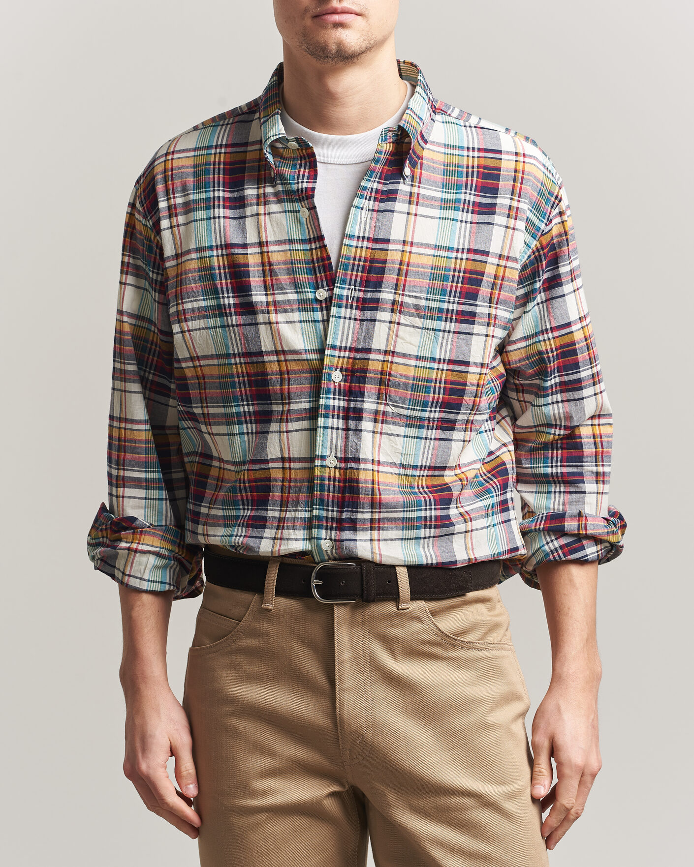 Herre | Skjorter | Kamakura Shirts | Vintage Ivy Button Down Shirt Yellow Madras