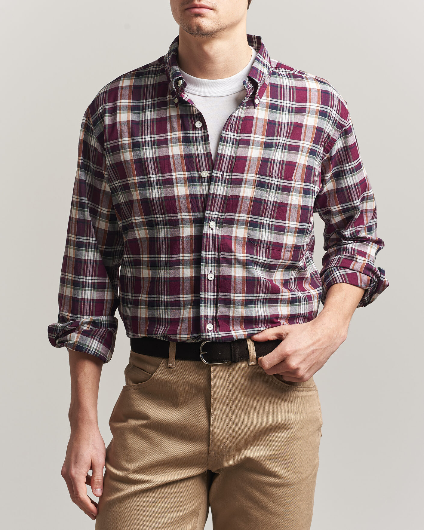 Herre | Skjorter | Kamakura Shirts | Vintage Ivy Button Down Shirt Red Madras