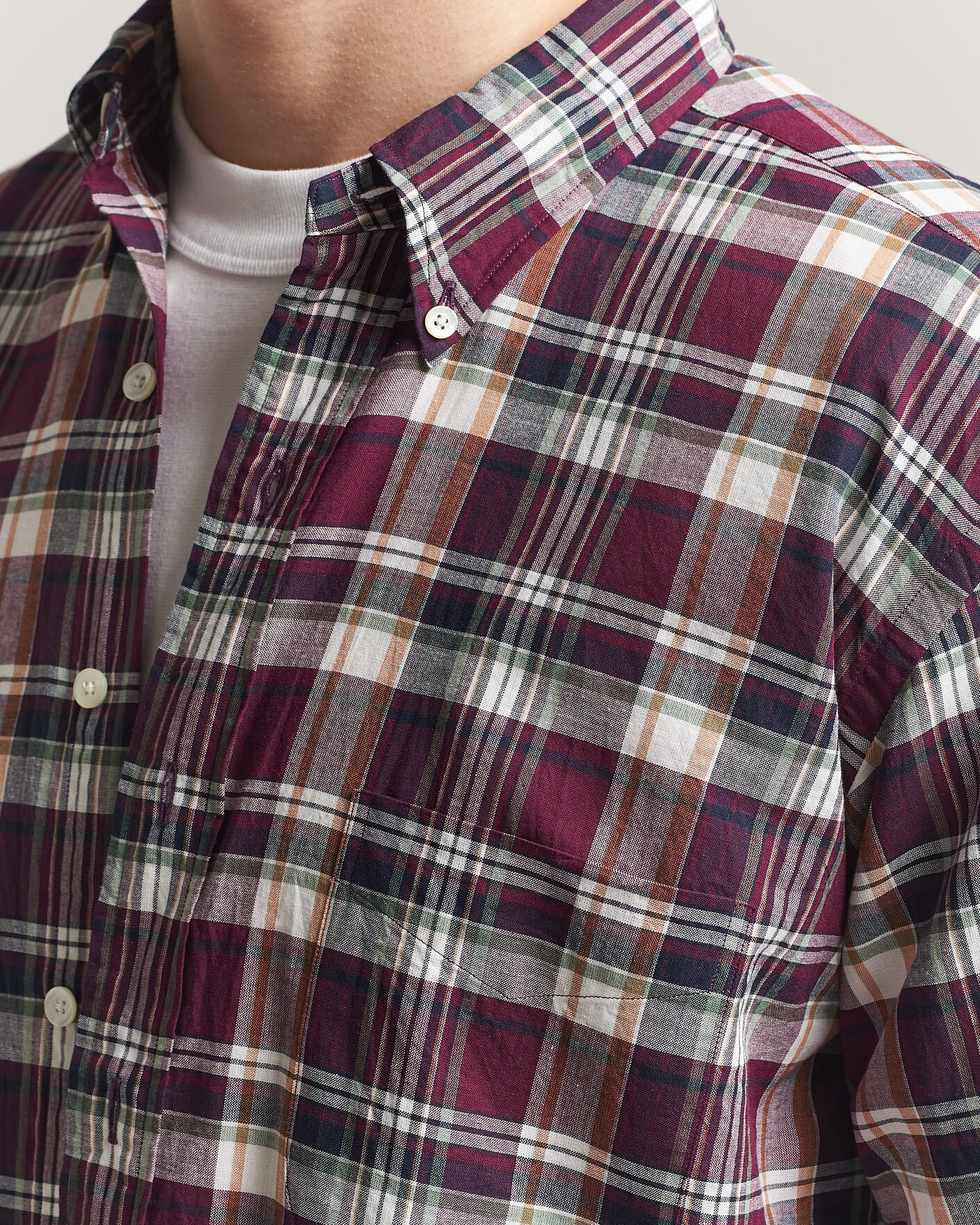 Herre | Skjorter | Kamakura Shirts | Vintage Ivy Button Down Shirt Red Madras