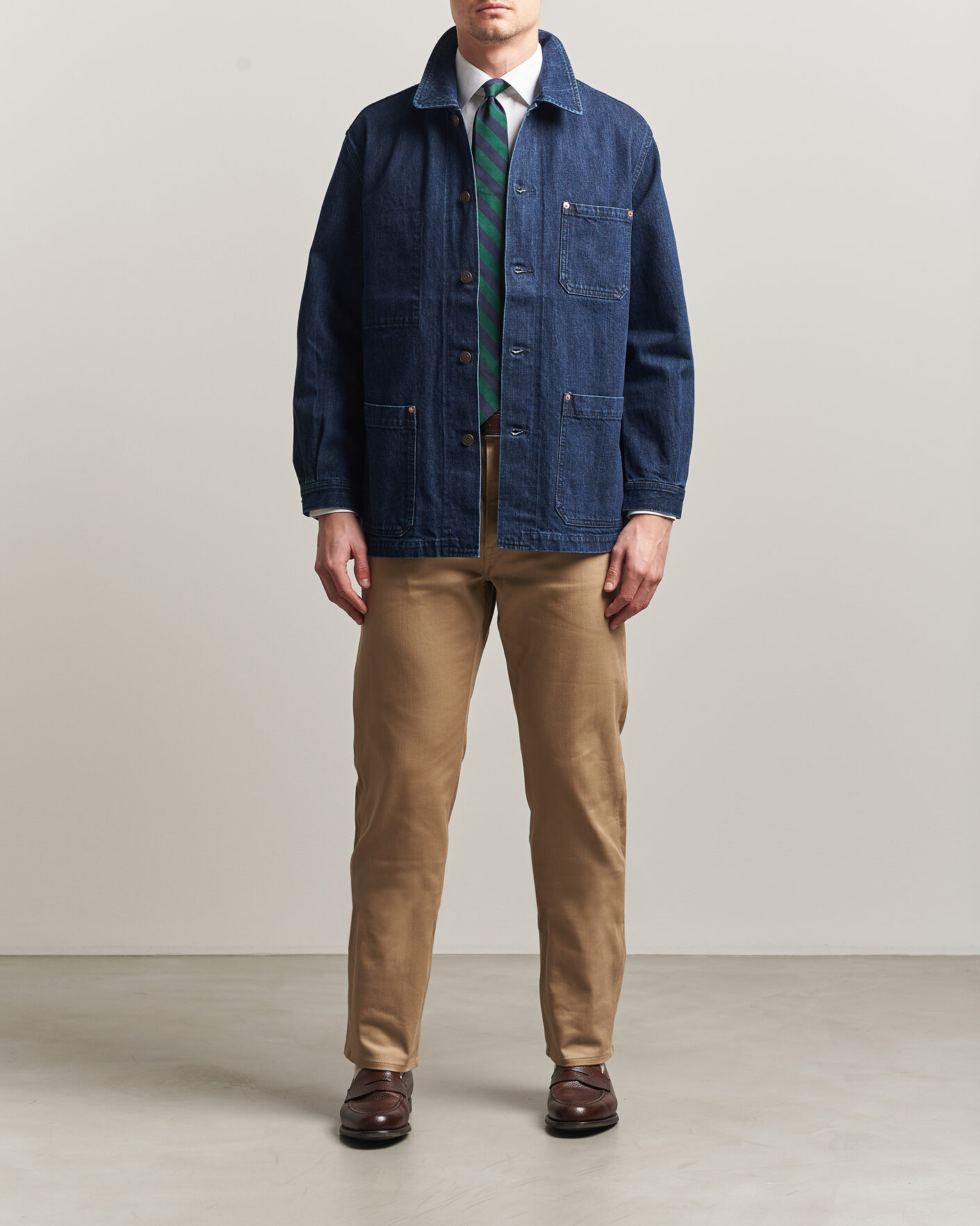 Herre | Jakker | Kamakura Shirts | French Work Jacket Dark Denim