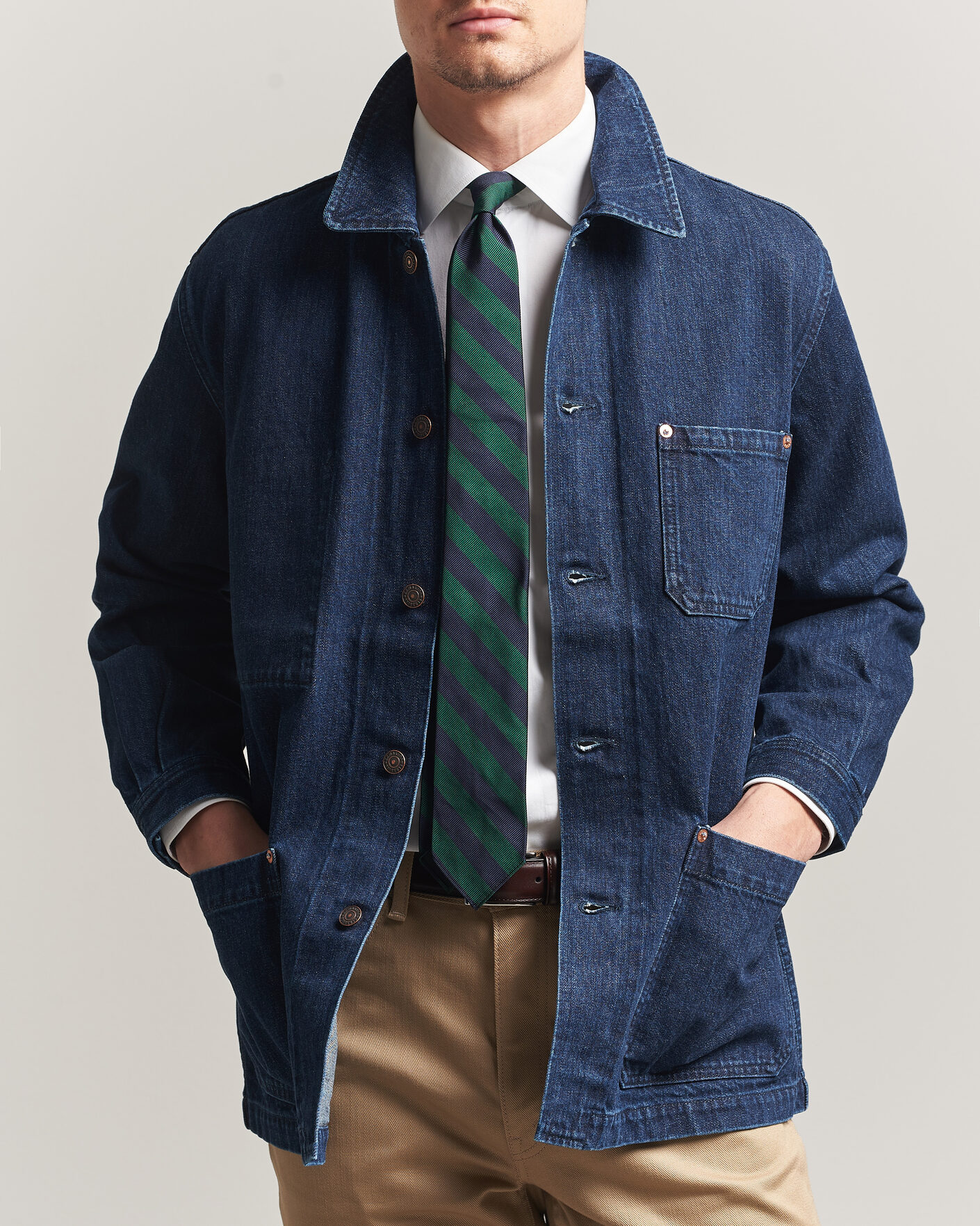 Herre | Jakker | Kamakura Shirts | French Work Jacket Dark Denim