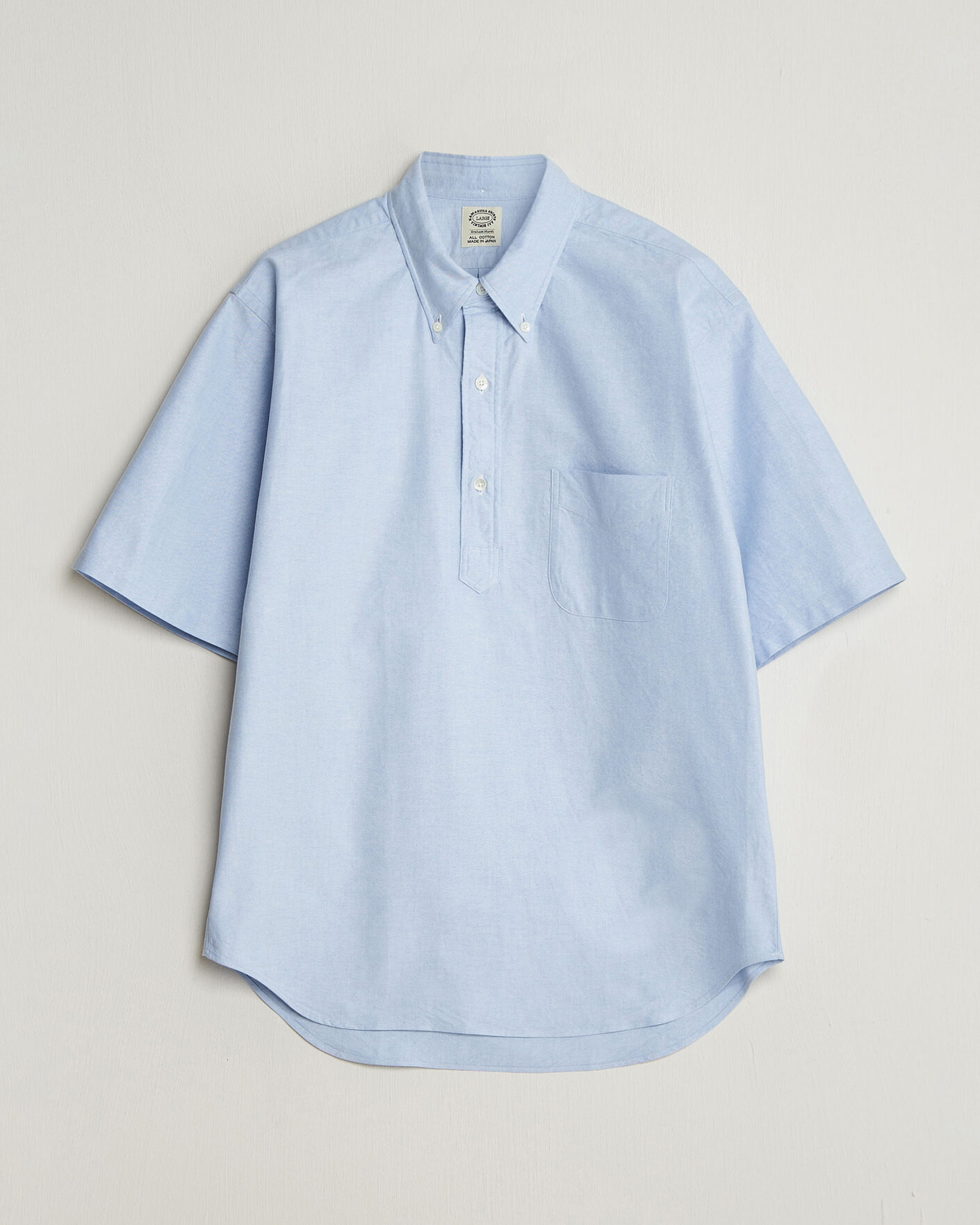 Herre | Skjorter | Kamakura Shirts | Vintage Ivy Half Sleeve Oxford Popover Light Blue